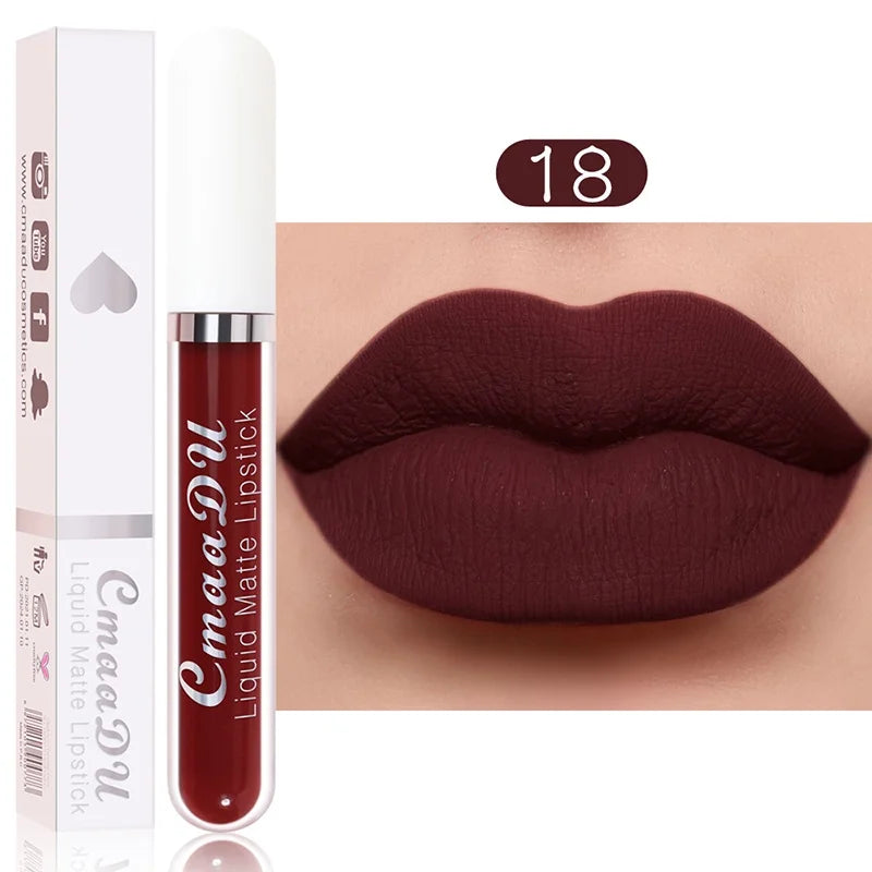 Sexy Long Lasting Velvet Matte Lip Gloss Liquid Lipstick for Women Red Waterproof Nonstick Cup Lip Makeup