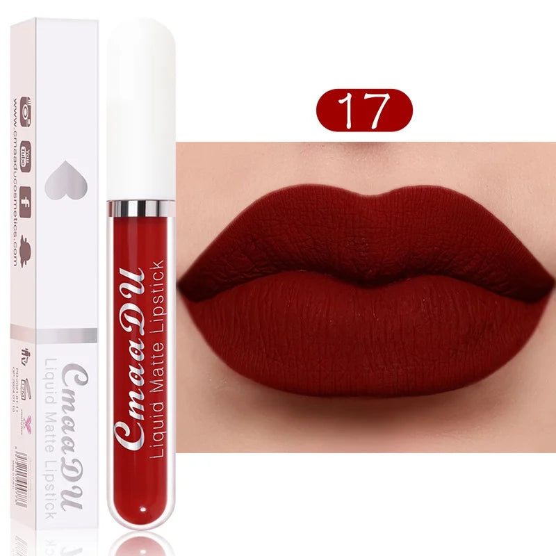 Sexy Long Lasting Velvet Matte Lip Gloss Liquid Lipstick for Women Red Waterproof Nonstick Cup Lip Makeup