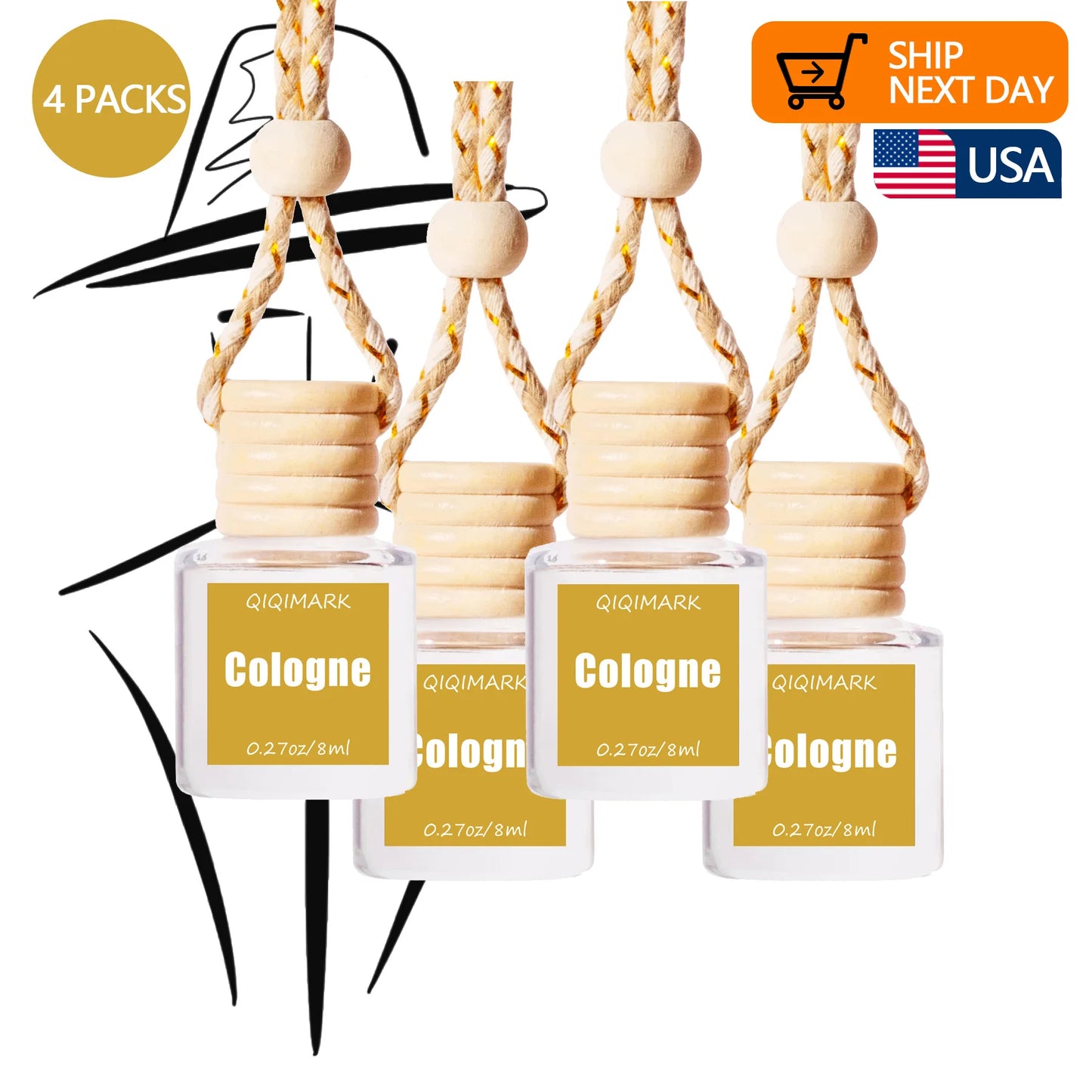 4 Pack Pick 80+Scents,,Car Air Freshener Diffuser For Essential Oils Scents Fragrance Aromatherapy Automobile Diffuser