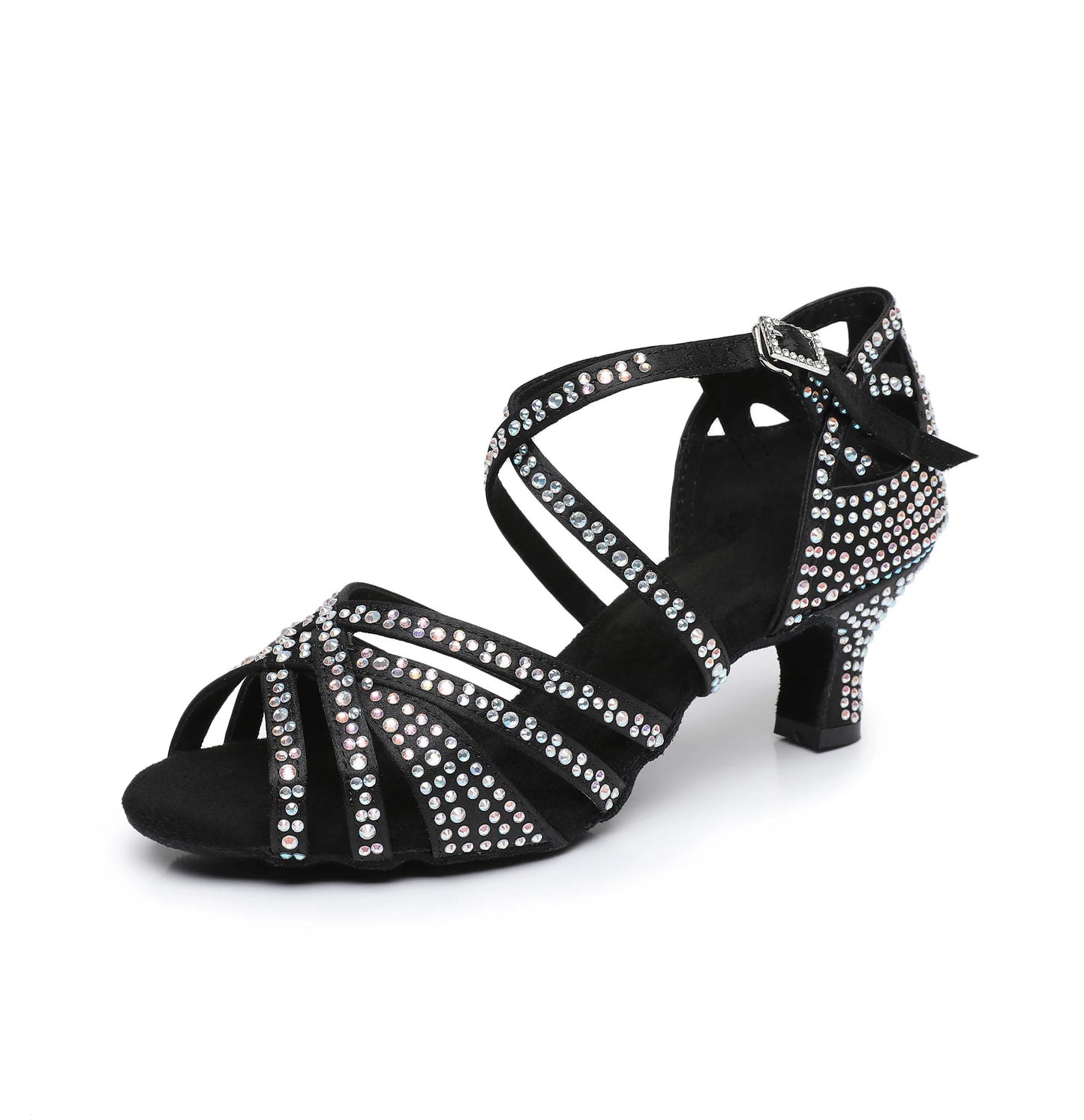 Women's Medium Heel Latin Dance Shoes Rhinestone Ballroom