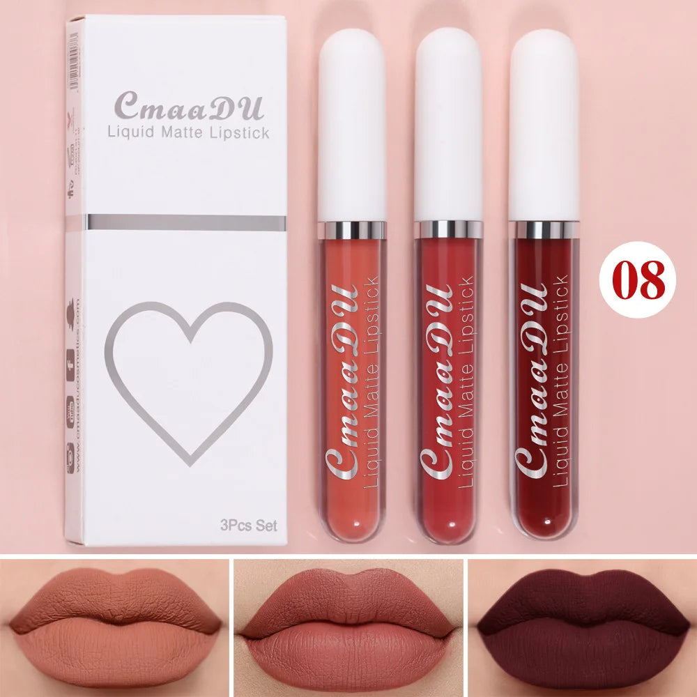 Sexy Long Lasting Velvet Matte Lip Gloss Liquid Lipstick for Women Red Waterproof Nonstick Cup Lip Makeup