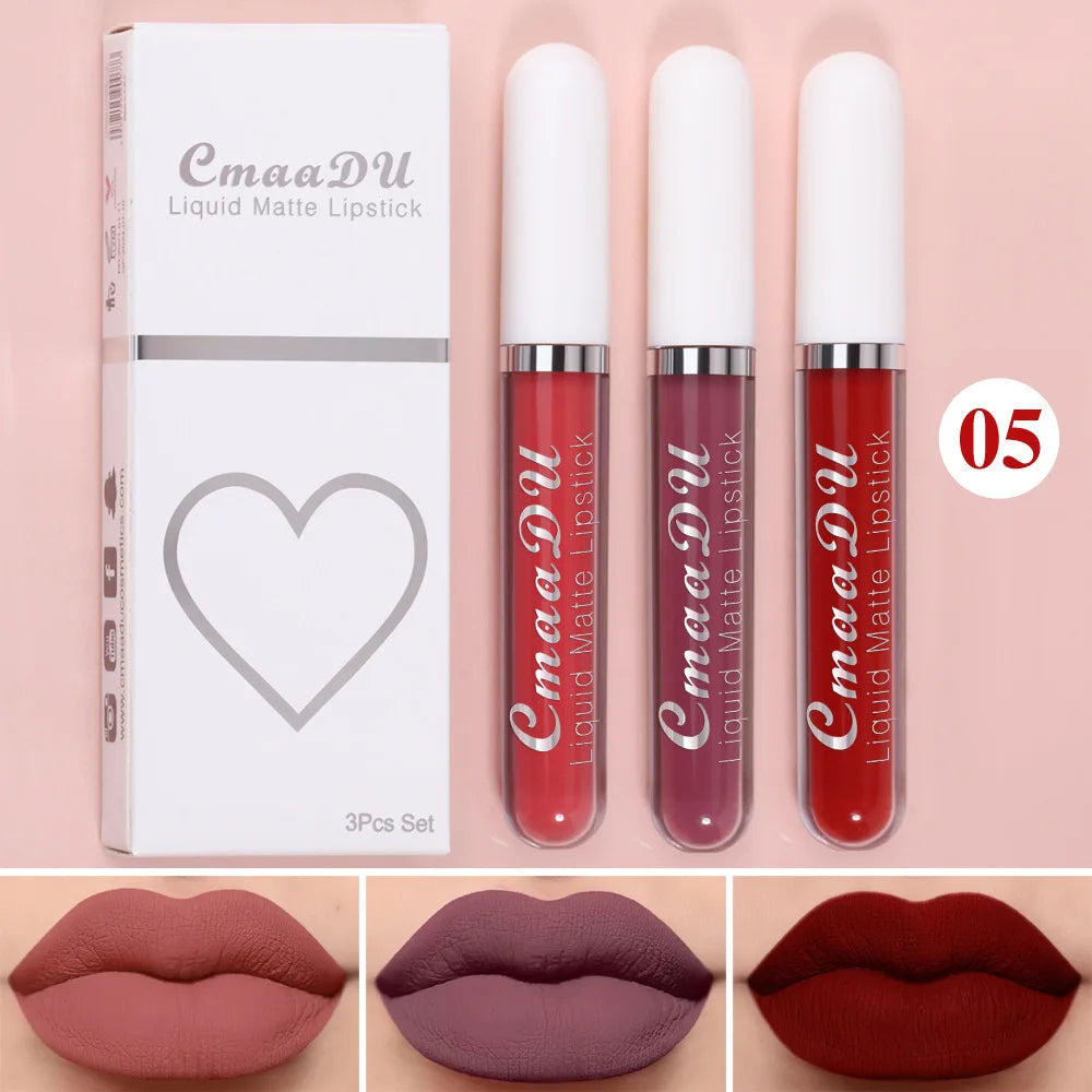 Sexy Long Lasting Velvet Matte Lip Gloss Liquid Lipstick for Women Red Waterproof Nonstick Cup Lip Makeup