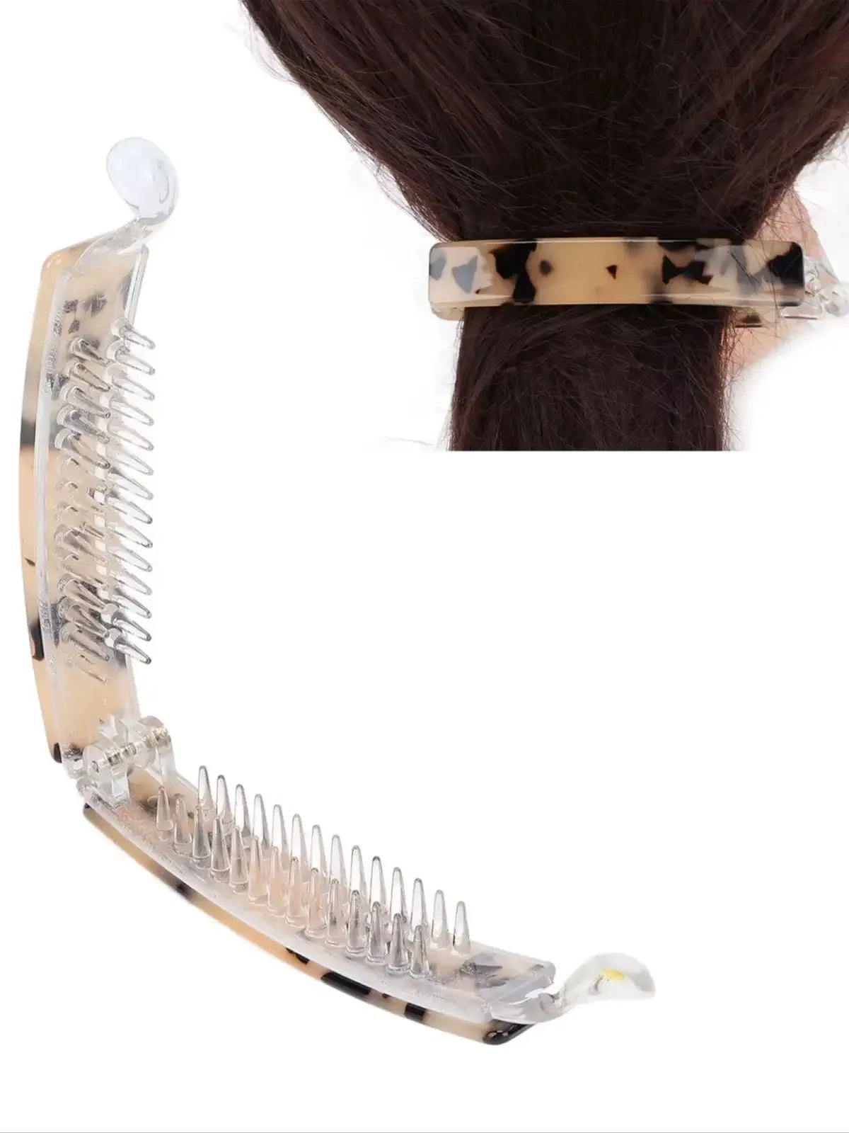 Hair Claw Banana Barrettes Nonslip Clip Beige Tortoiseshell