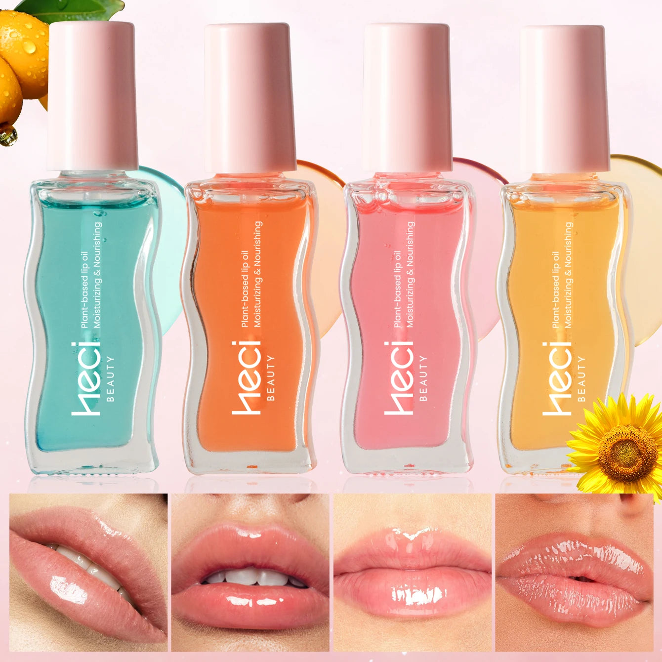 4pcs Fruity Tinted Lip Oil Moisturizing Jelly Lip Gloss for Spring and Summer Mirror Shine Glass Look Lips Lip Makeup