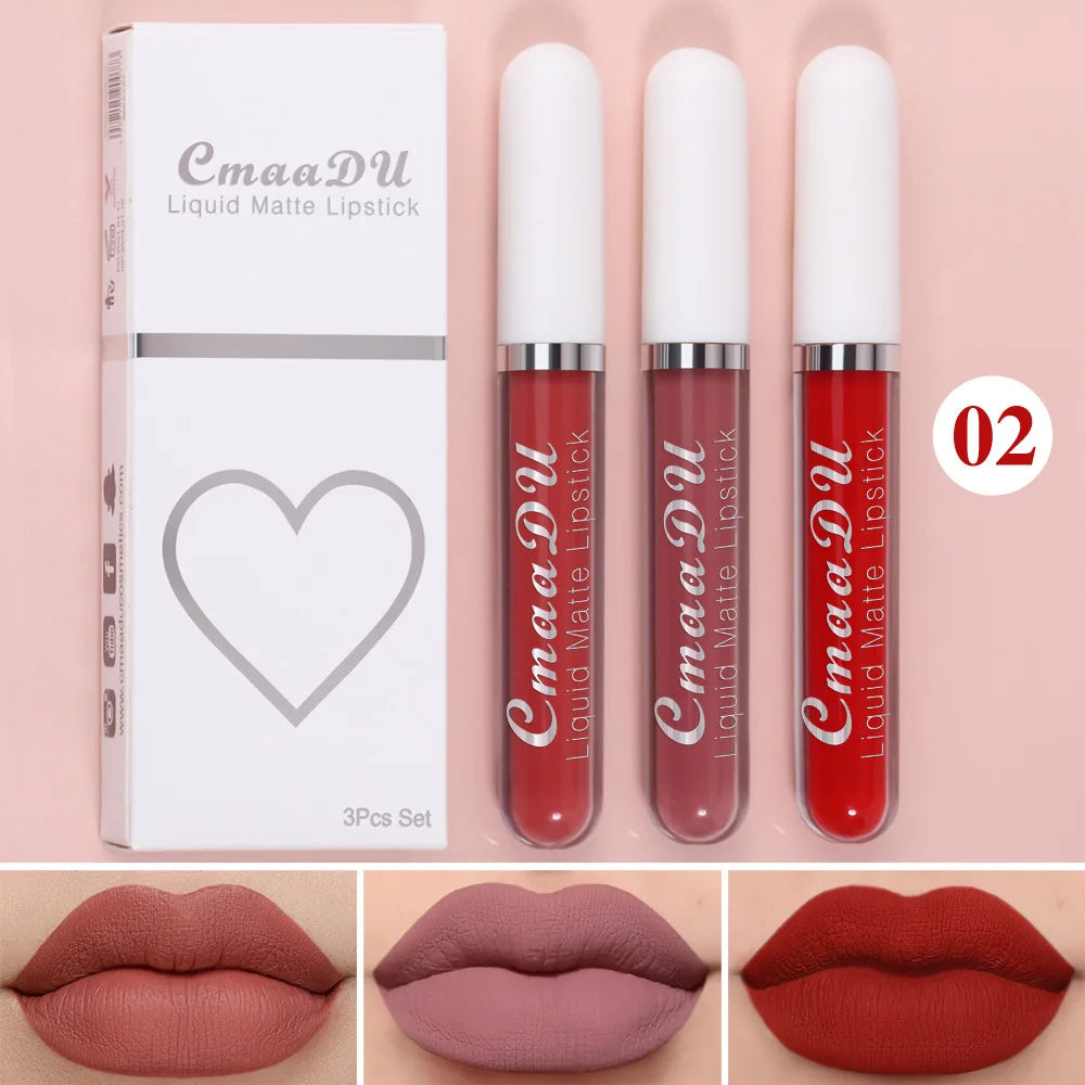 Sexy Long Lasting Velvet Matte Lip Gloss Liquid Lipstick for Women Red Waterproof Nonstick Cup Lip Makeup