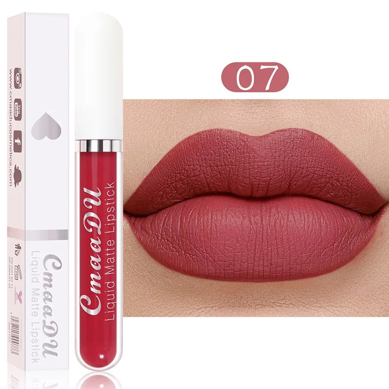 Sexy Long Lasting Velvet Matte Lip Gloss Liquid Lipstick for Women Red Waterproof Nonstick Cup Lip Makeup