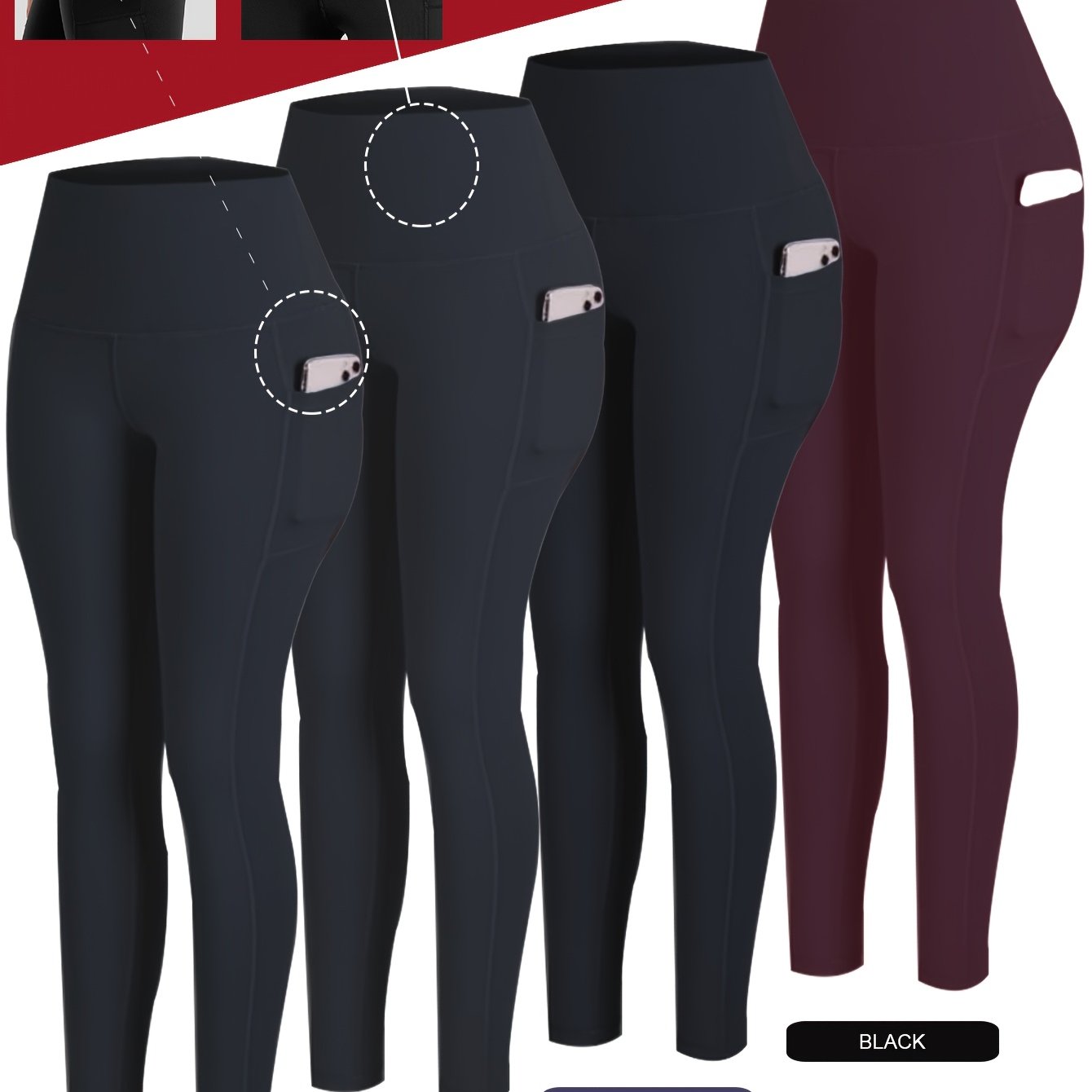 PRO-FiT Women'S 4pcs Set Of Sports Leggings, Abdominal Control, Butt Lift, Nine-point Printed Yoga Pants