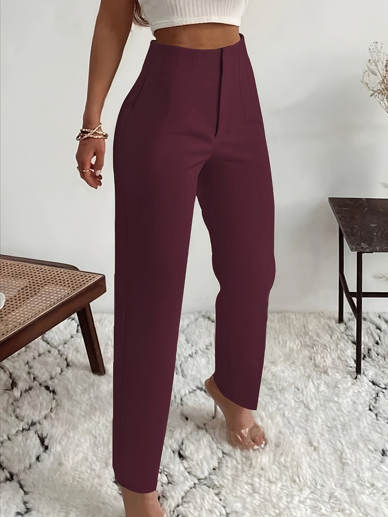 Women's High-Waist Straight-Leg Pants