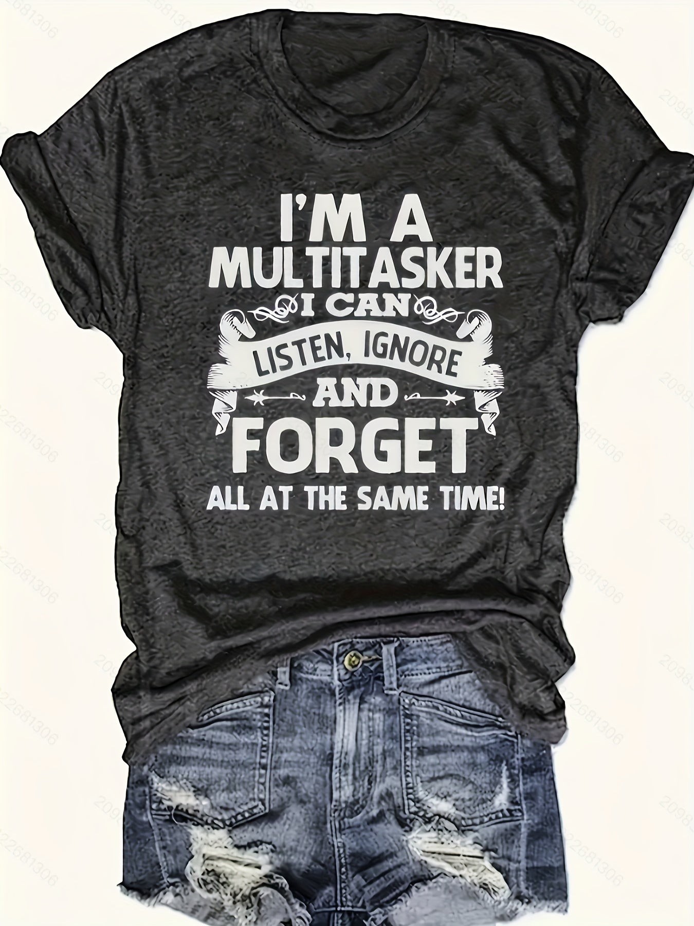 Womens Fashion Letter Print T-Shirt - Comfortable Crew Neck, Short Sleeve, Casual Spring & Summer Top - Trendy Wardrobe Essential