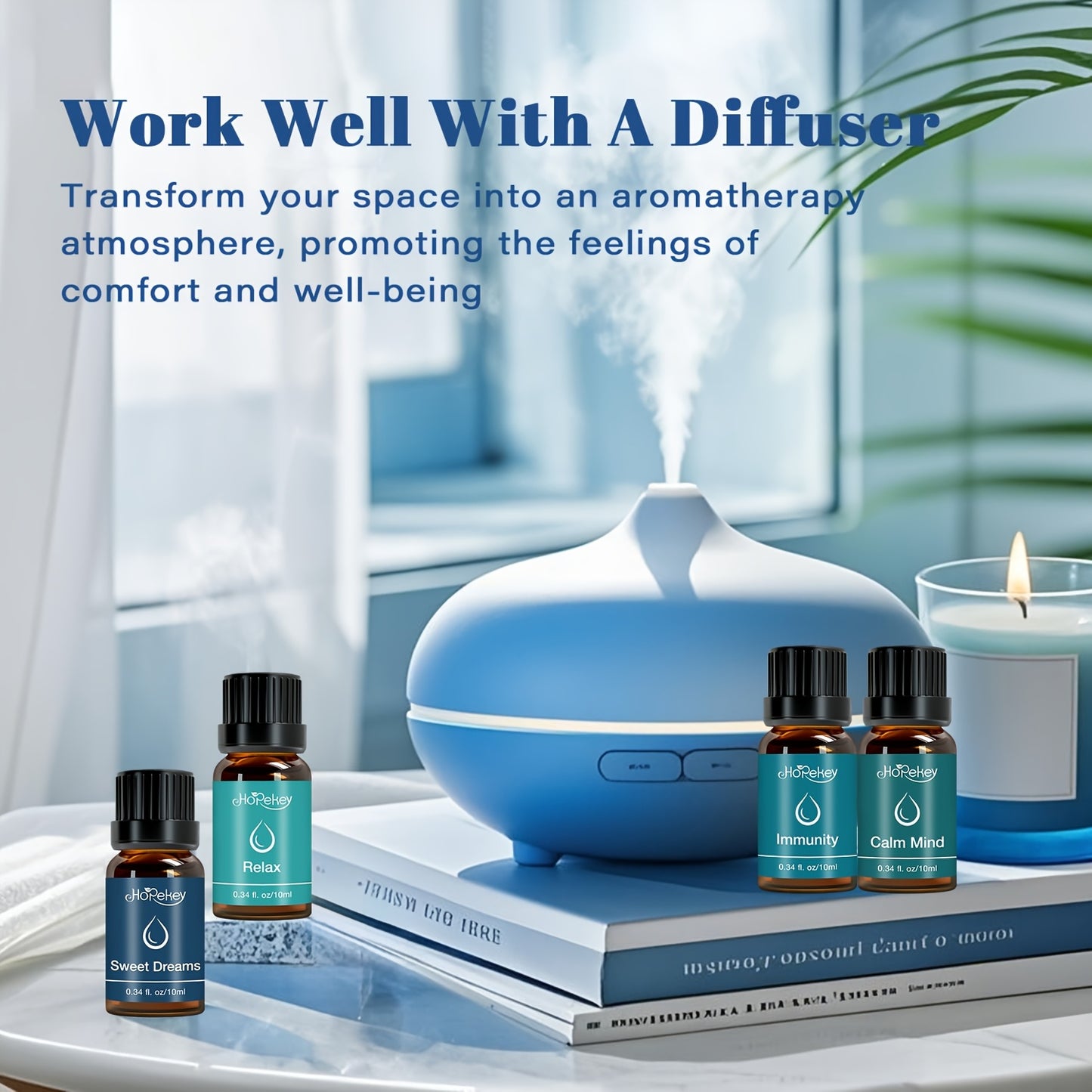 6 Piece 0.34 Ounce Essential Oil Deep Blue Artistic Set Box Diverse Scents Unique Fragrance Long Lasting Aroma Gift Box Set Suitable for Gifting