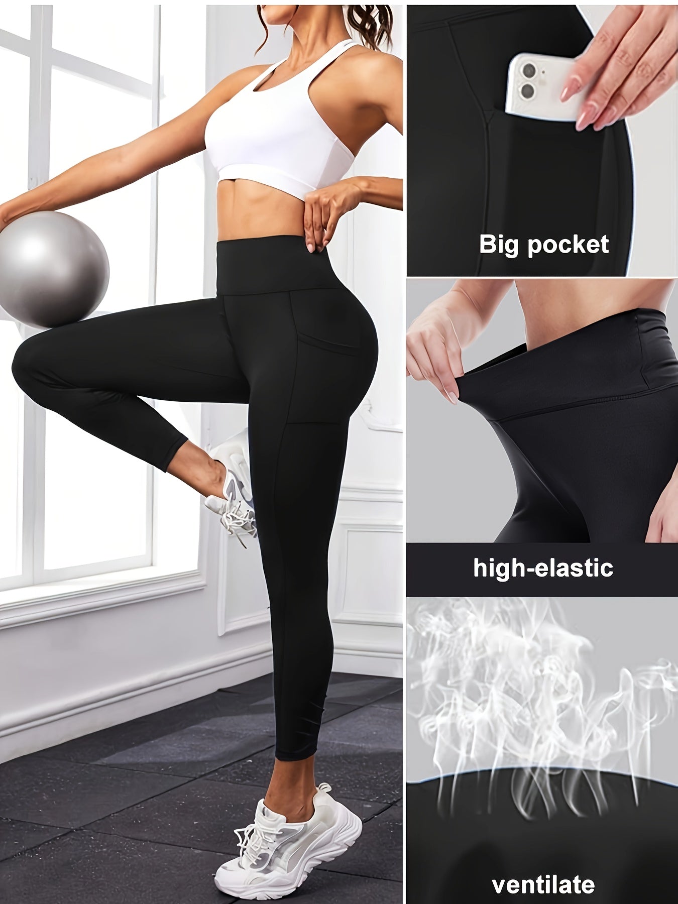 4pcs Plus Size High-Waisted Yoga Leggings for Women