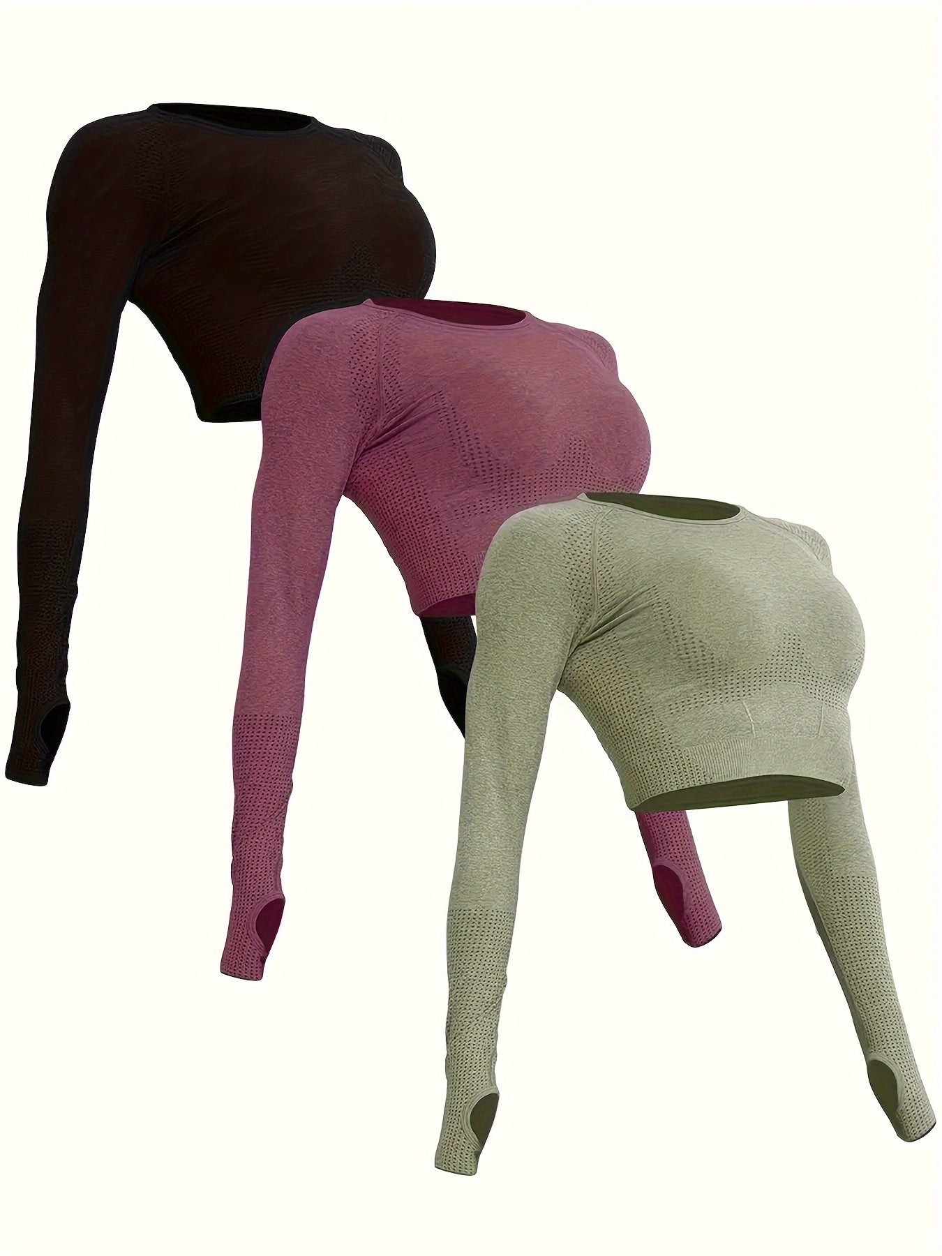 3pcs Women's Polyamide Long Sleeve Yoga T-Shirts