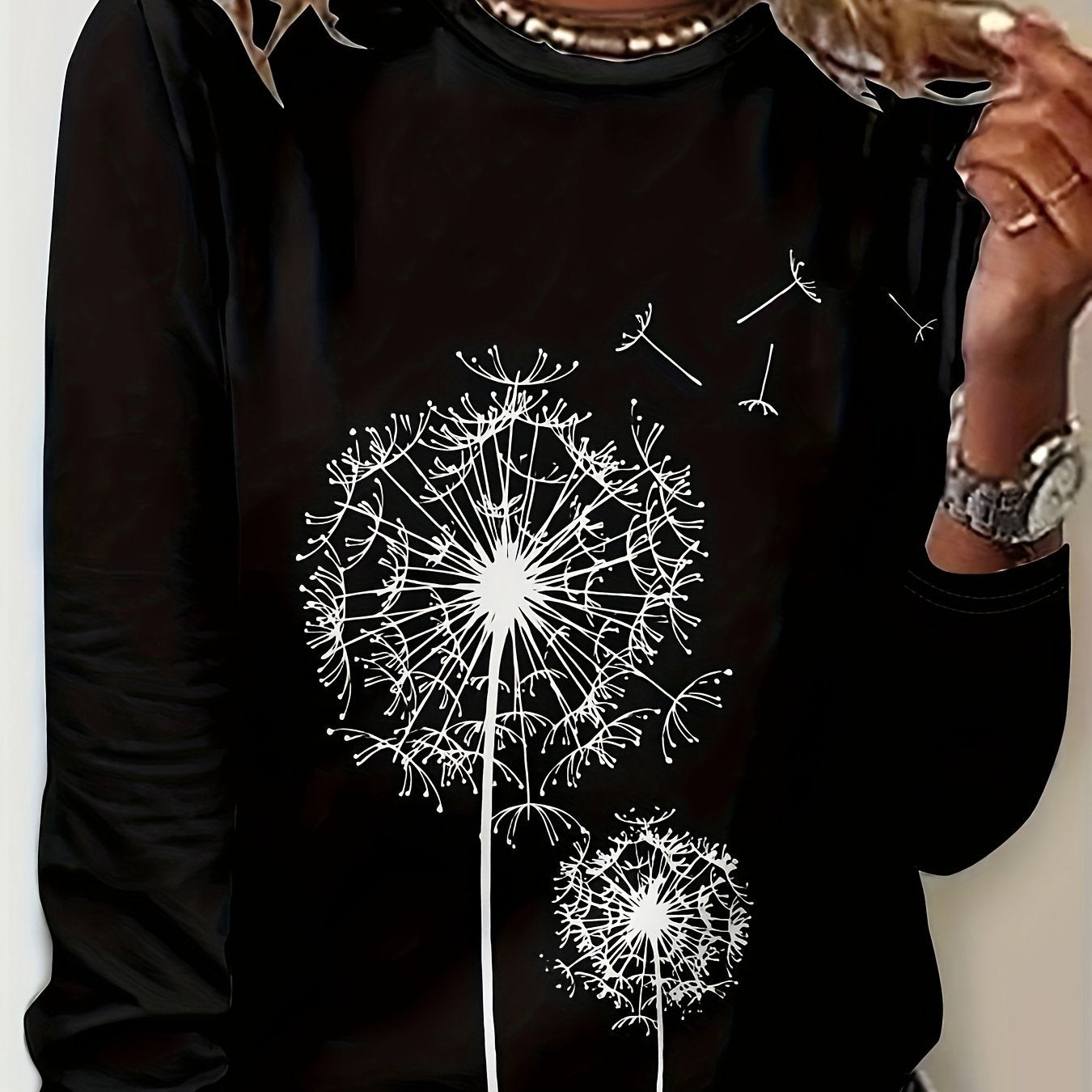 Vibrant Dandelion Print Crew Neck T-Shirt