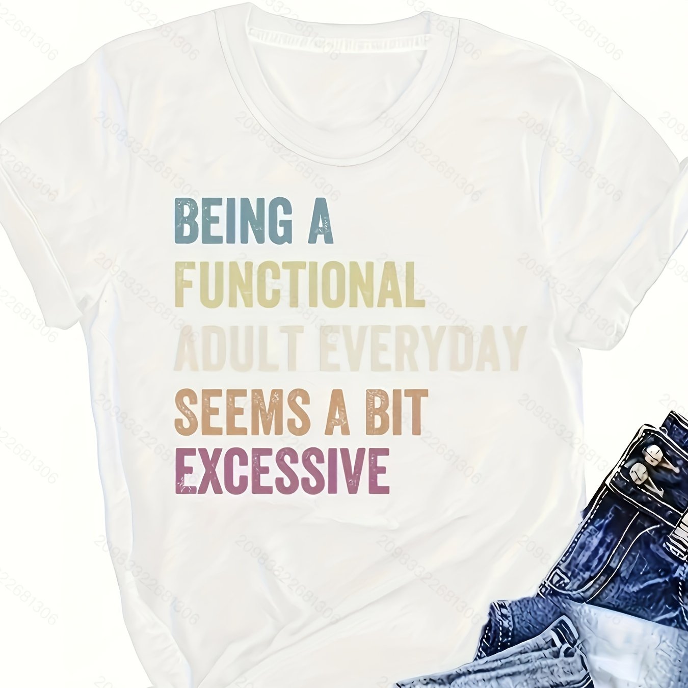 Letter Print T-shirt, Short Sleeve Crew Neck For Women