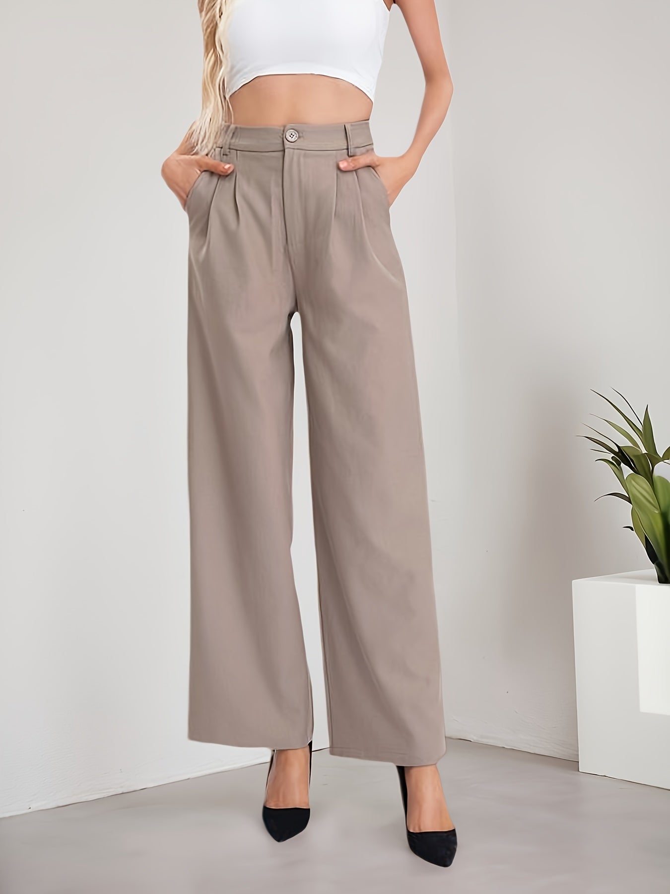 Elegant Navy Blue Wide Leg Pants for Women