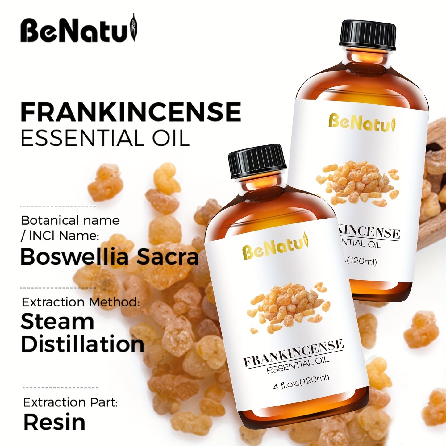 2 Piece 4.06 Ounce Frankincense Essential Oil Benatu Suitable for Massage Bathing Facial Body Nail Hair Eyelash Gift for Mothers Girlfriends Relatives