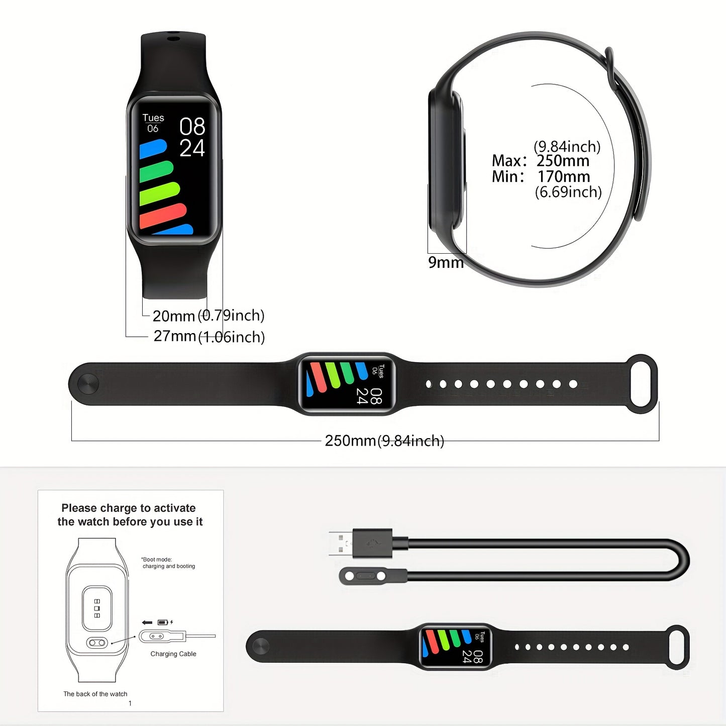 Blackview Fitness Tracker Watch Monitor, 1.47" Touch Screen Smartwatch with Waterproof Pedometer Calorie Stopwatch for Women Men for Android iOS