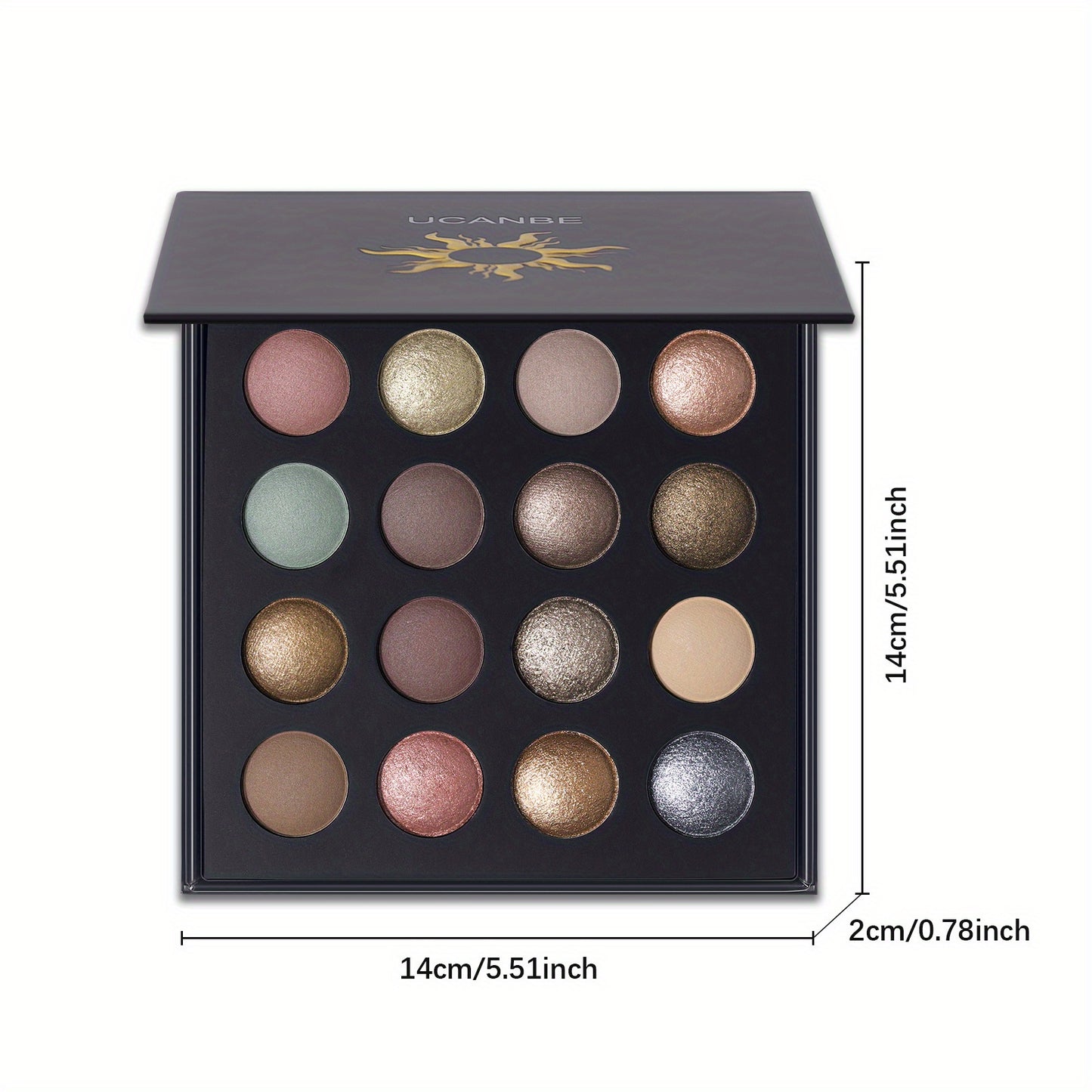 Ucanbe Baked Eyeshadow Palette with Hidden Gemstones 16 Shade Mix of Matte Glitter and Metallic Finishes Highly Pigmented Long Lasting Nude and Neutral Shades for Day to Night Makeup Elegant Packaging Shimmering Effects