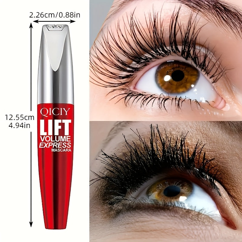 2PCS QICY Lift Volume Express Mascara Waterproof Long Lasting Black Natural Streak Free Lashes Enhances Eye Contour Smudge Proof Clump Free Formula