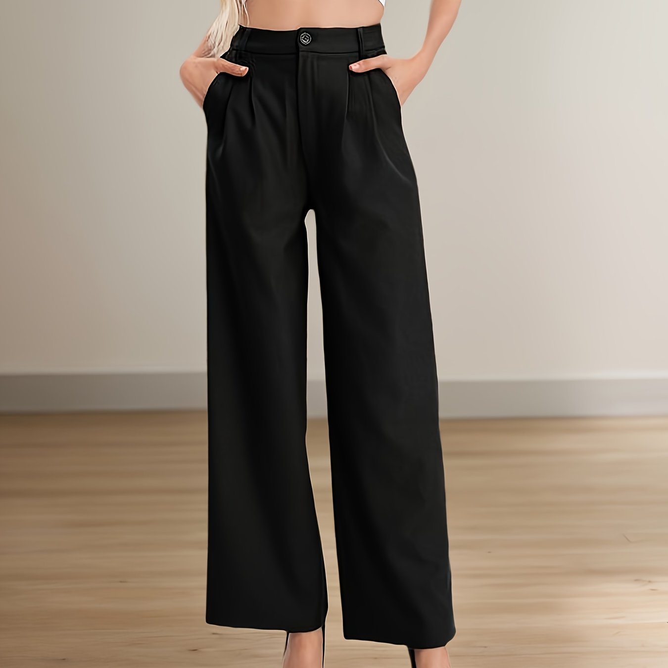 Elegant Navy Blue Wide Leg Pants for Women