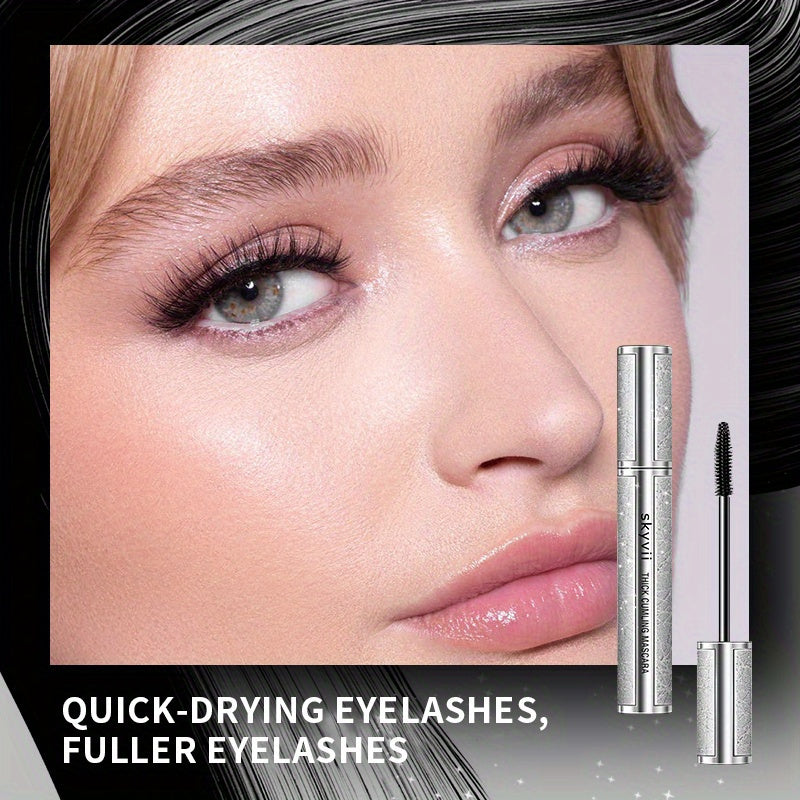 2pcs Galaxy Extension Mascara Set Dramatic Long Lasting Waterproof Rich Black Eyelash Enhancer Smudge Proof Metallic Tube Design