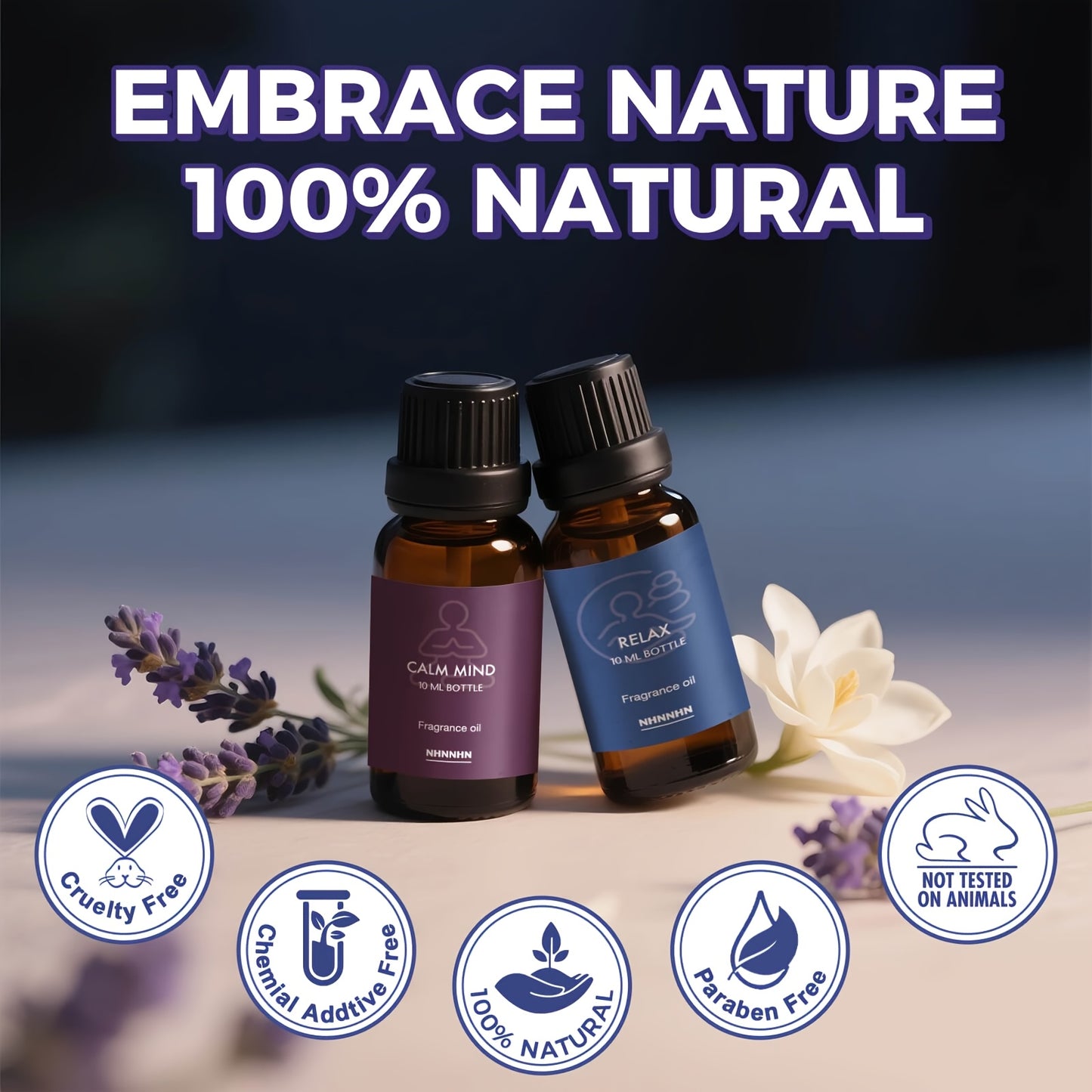 Essential Oils Set Scented Fragrance Oil Kit for Diffuser Sweet Dreams Calm Mind Relax Lavender Cherry Blossom Vanilla 6x0.34oz Gift