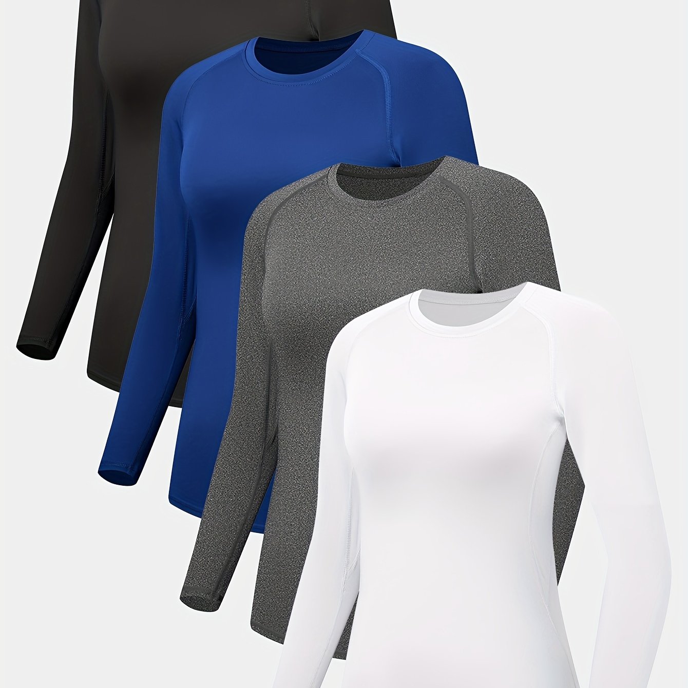 4pcs HOPLYNN Women's Athletic Compression Long Sleeve T-Shirts