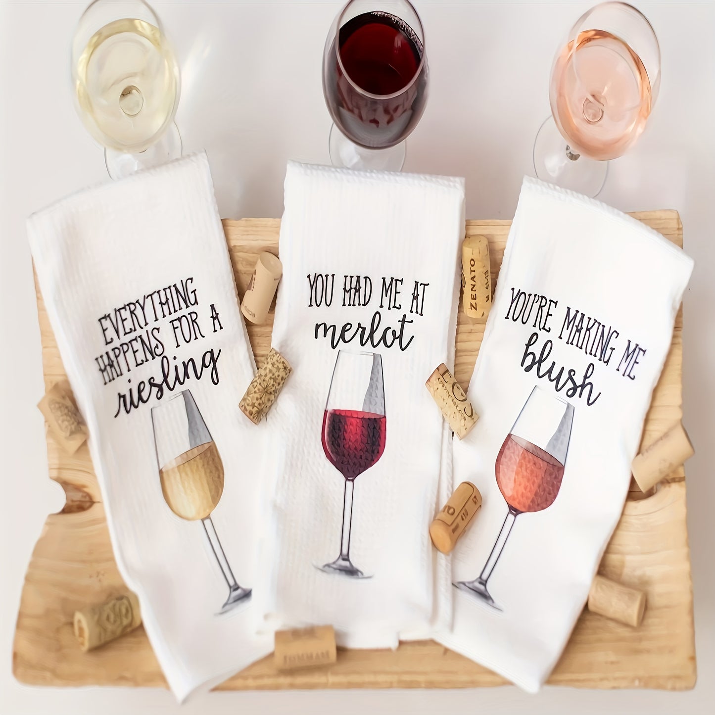 4pcs Whimsical Wine-Themed Kitchen Towels - Ideal Hostess Gifts