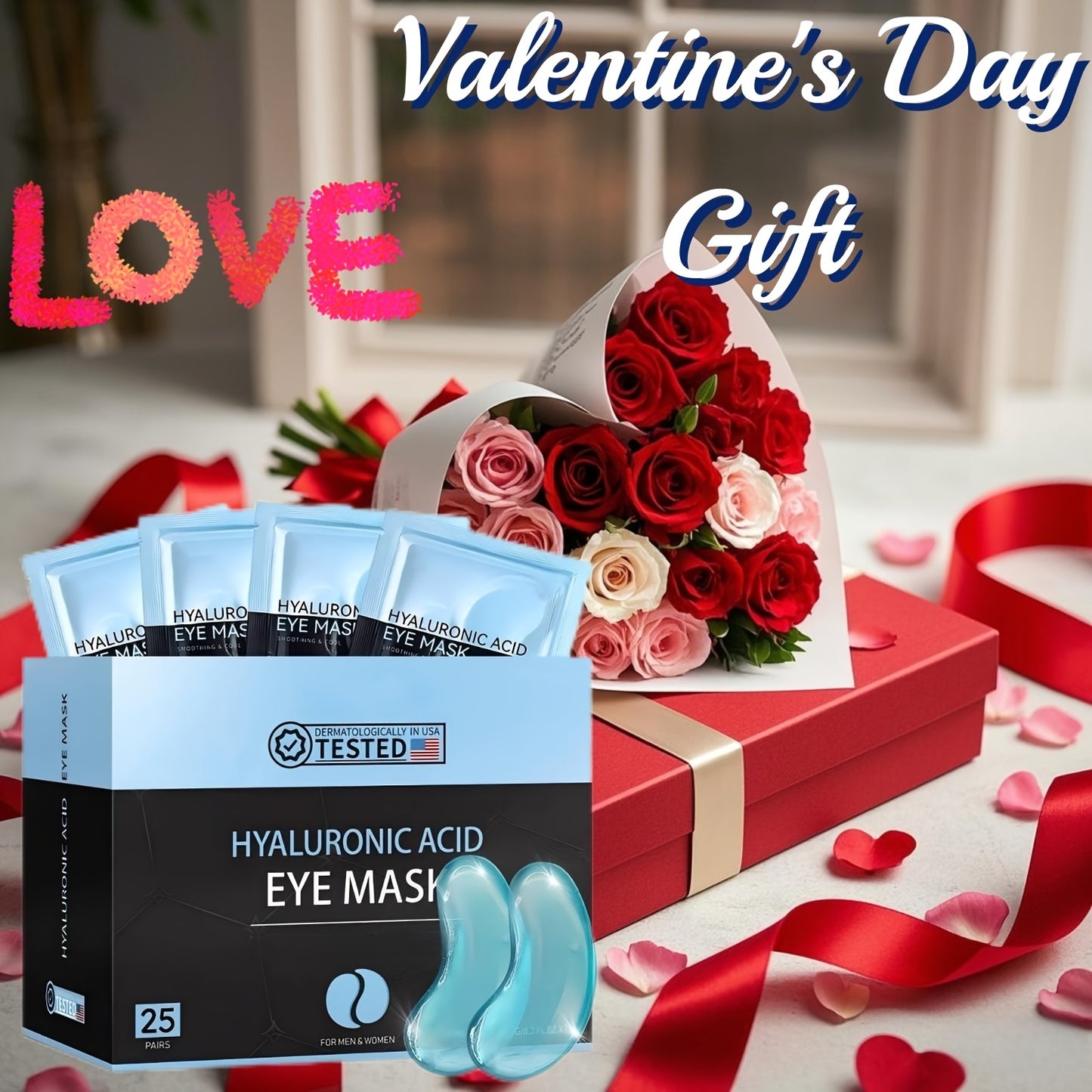 25 Pairs Of Blue Eye Patches with Hydrolyzed Collagen, Hyaluronic Acid And Nourishing Moisturizing Ingredients