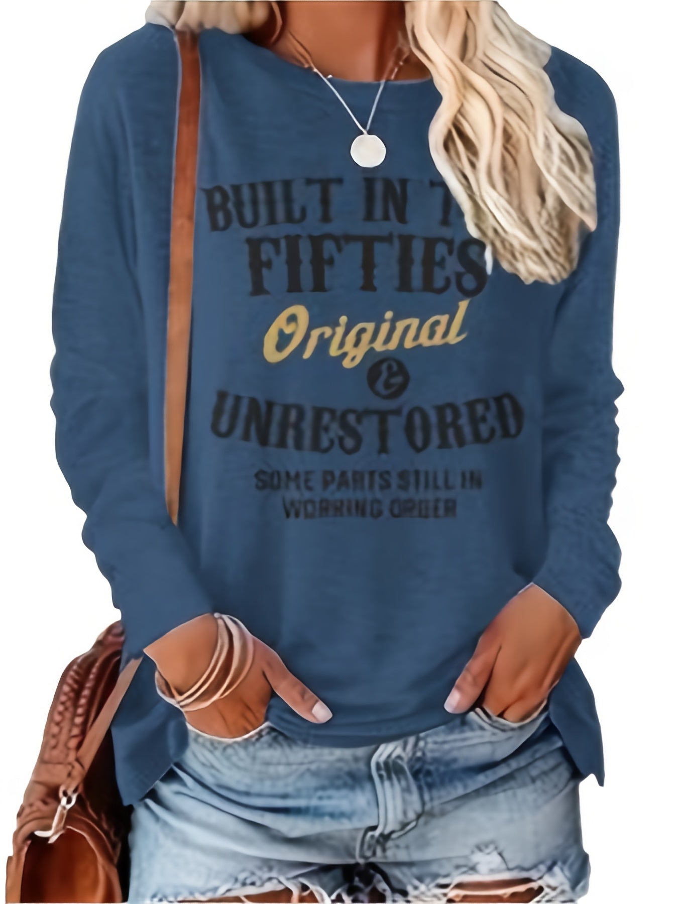 Letter Printed Women'S T-Shirt Fun Print - Comfortable Long Sleeved Round Neck - Perfect Choice for Spring And Autumn Casual Wear