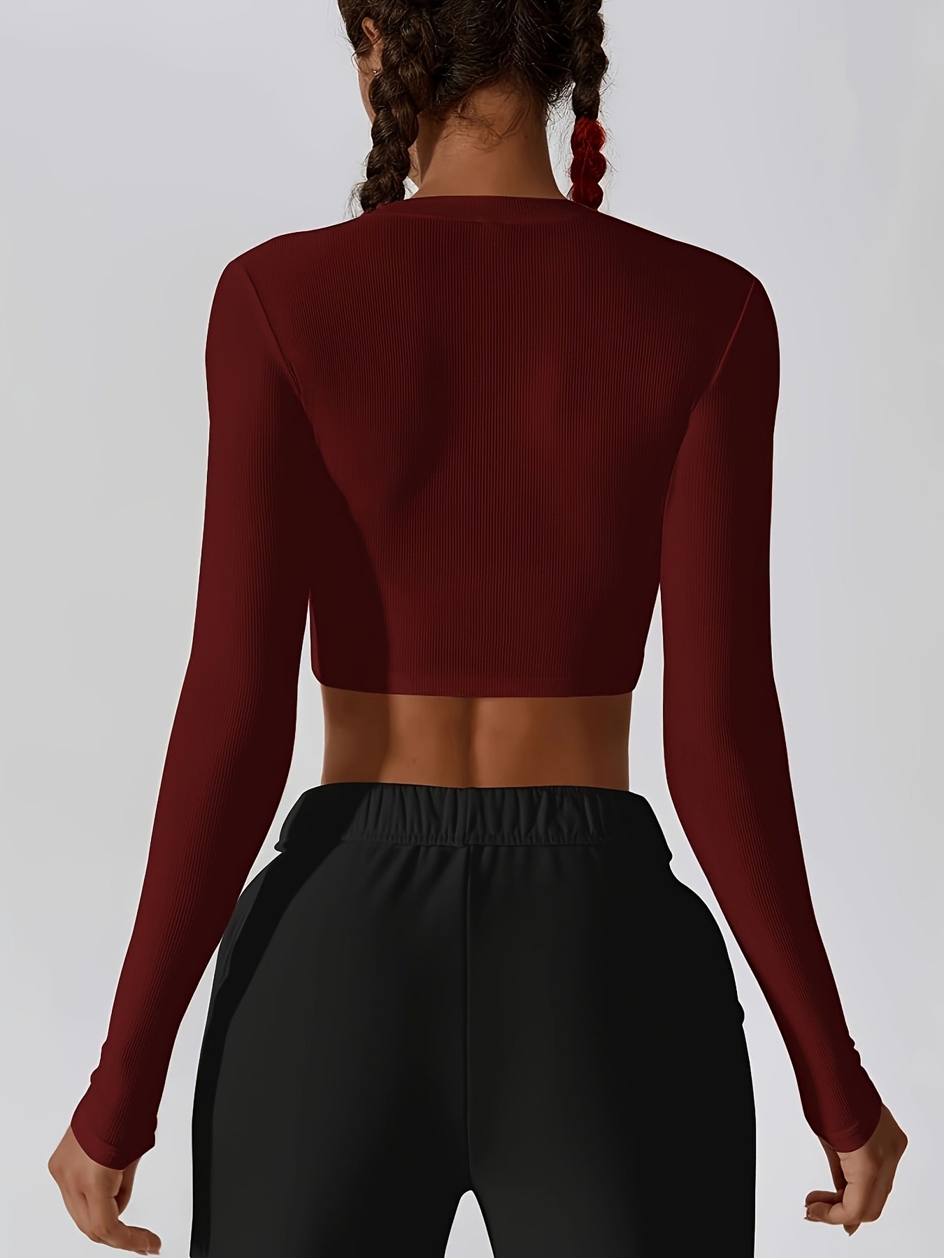 Womens Long Sleeve Shirts Ribbed Crop Tops