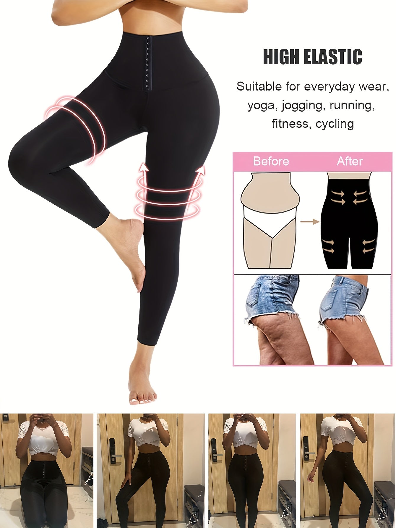 1 Pair High-Waist Tummy Control Yoga Leggings for Women