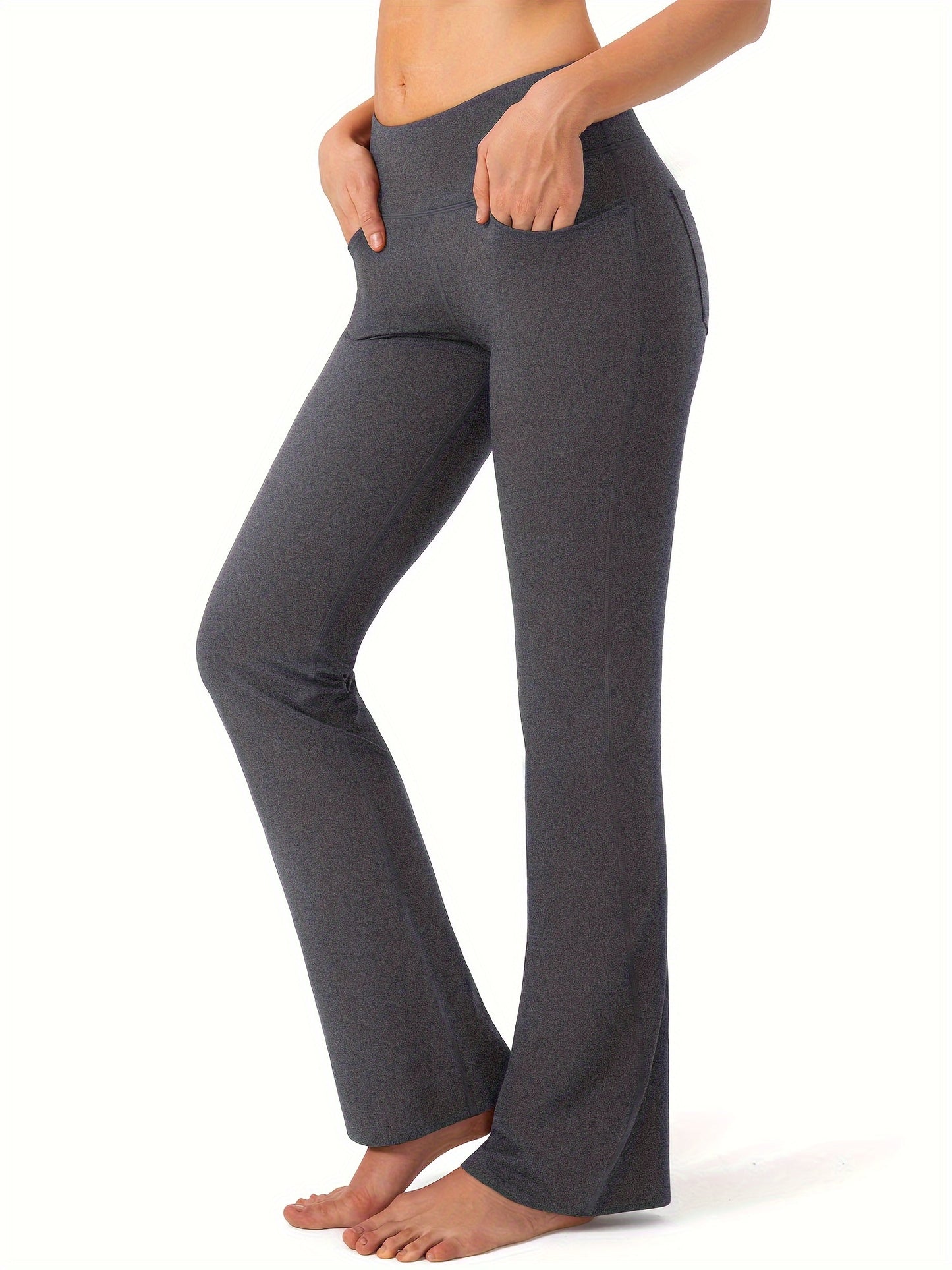 Women's Bootcut Yoga Pants Long Bootleg High-Waisted Flare Pants With Pockets