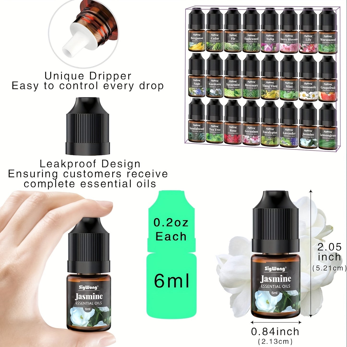 Essential Oils Set 24 Scents Fragrance Oil for Candle and Soap Making Long Lasting Natural Essential Oil for Diffuser Humidifier and Body Massage DIY Candle Making 6ml Each