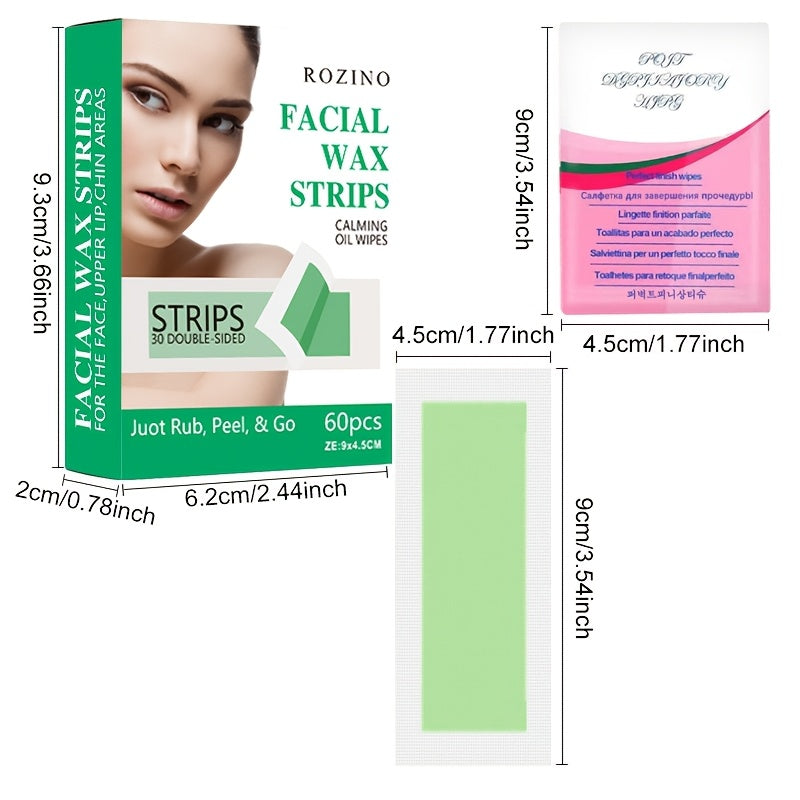 Green Aloe Vera Hair Removal Wax Strips + 3pcs Of Oil Packs