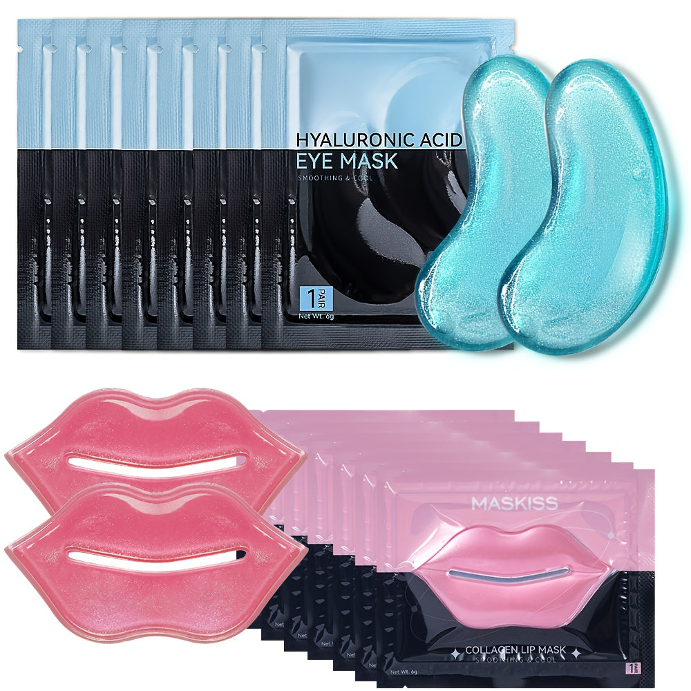 50 Pieces Hyaluronic Acid Eye and Lip Mask Set Moisturizing and Firming with Collagen Hypoallergenic Daily Skincare for All Skin Types Travel Friendly Ideal for Wedding Gifts and Valentines Day Gifts