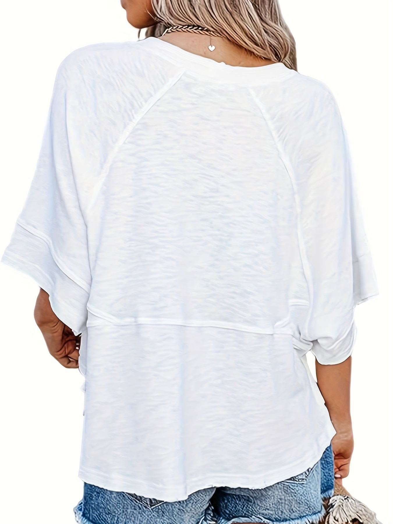 Solid Crew Neck Loose Basic T-shirt for Casual Wear