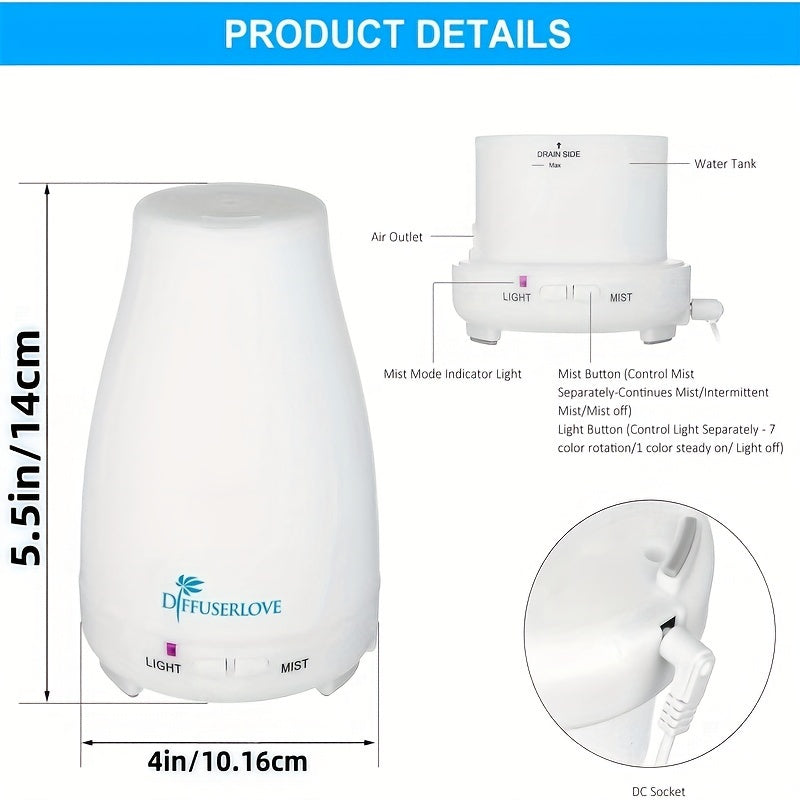 2 Pack Essential Oil Diffuser With 6 Bottles Of 6.76oz Essential Oils And 7 LED Color Changing Lights Aromatherapy Humidifier With Timer And Auto Off Safety Switch For Bedroom Office Living Room And Yoga