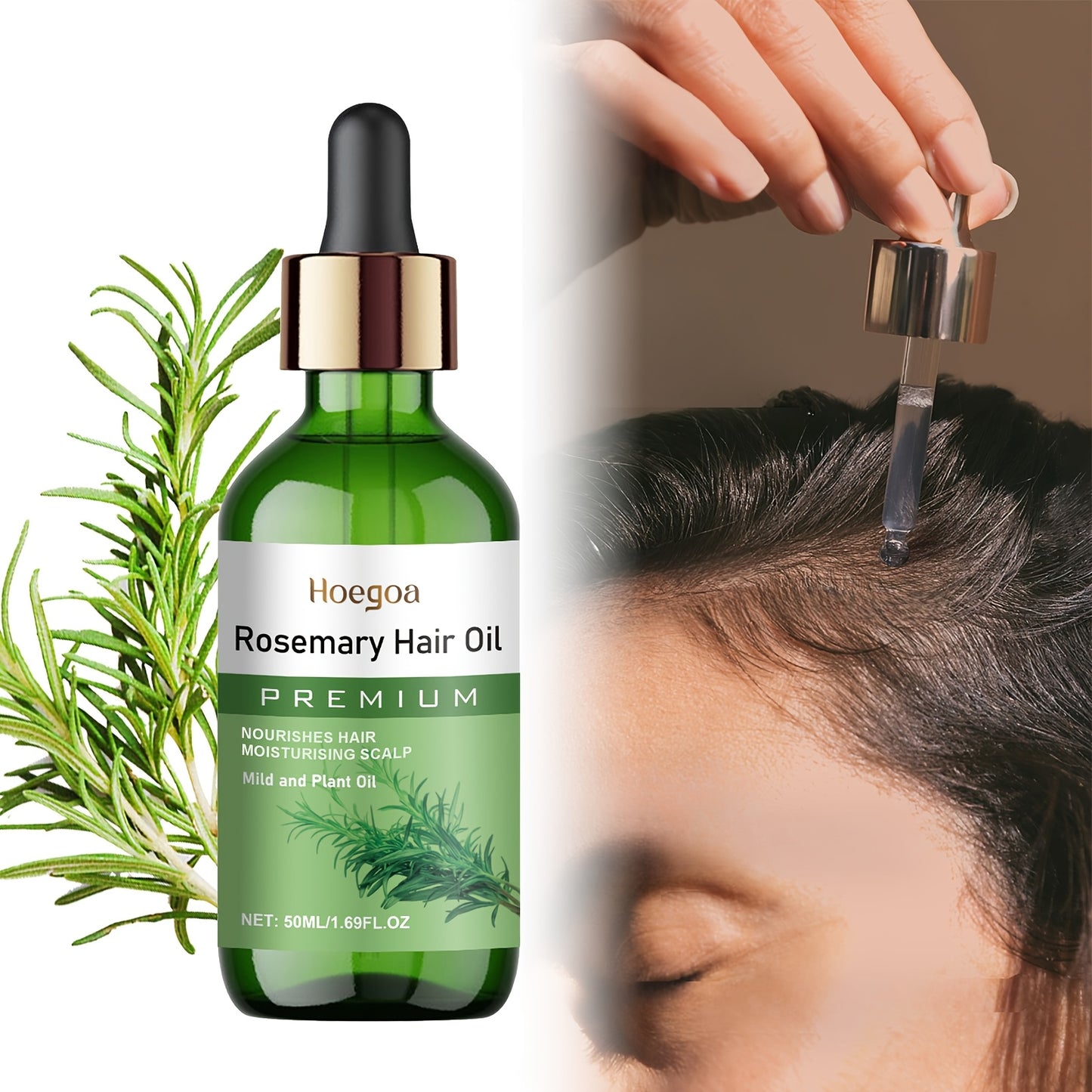 50ml Rosemary Oil Hair Essential Oil with Batana Oil and Castor Seed Oil for Scalp Care and Frizzy Damaged Hair Strengthening and Volume Enhancing Formula
