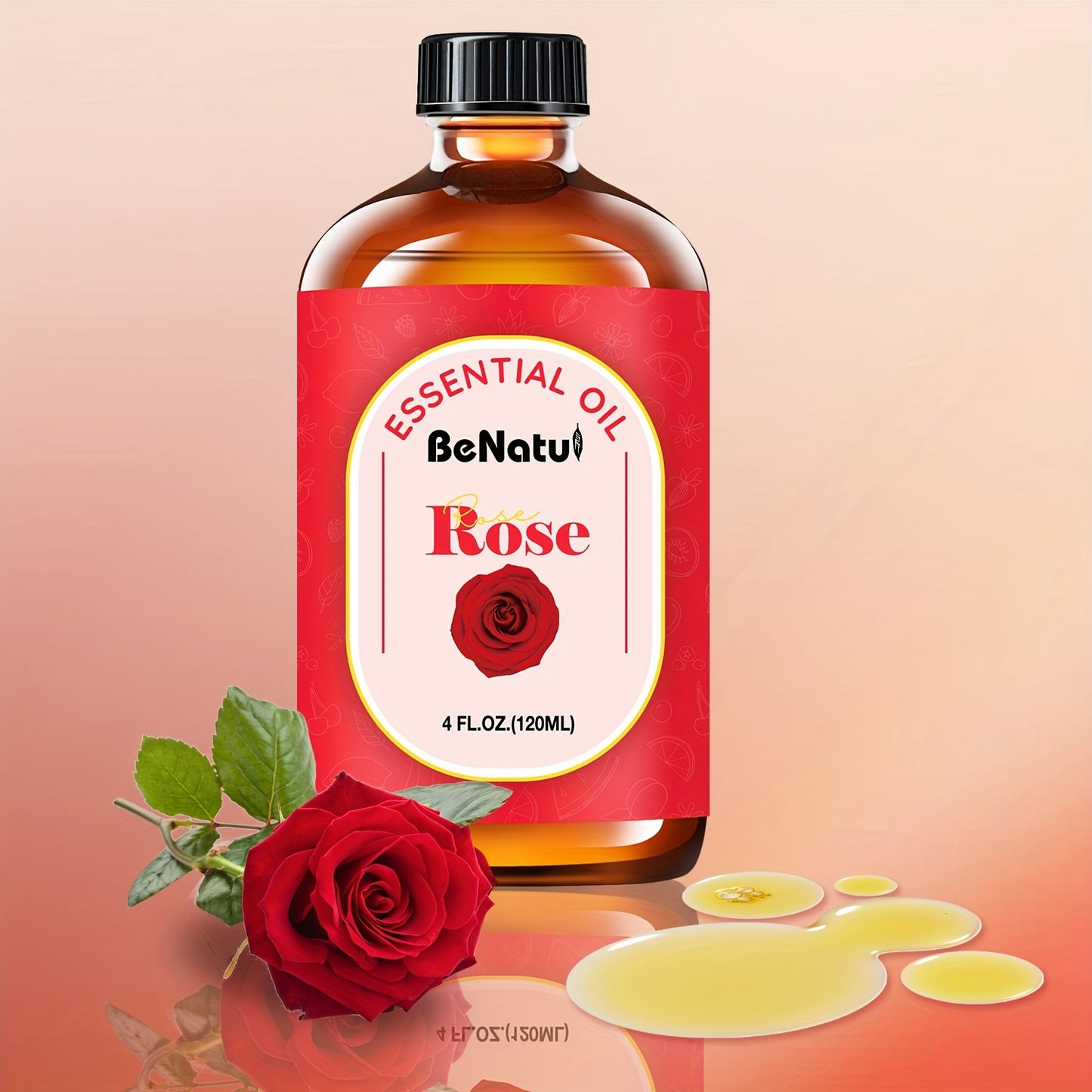 Benatu 4.06 Ounce Rose Essential Oil Upgraded Packaging Romantic Rose Fragrance Holiday Gift Recommendation Best Valentine's Day Gift Local Warehouse Essential Oil Bedroom Humidifier Mother's Day Special Offer