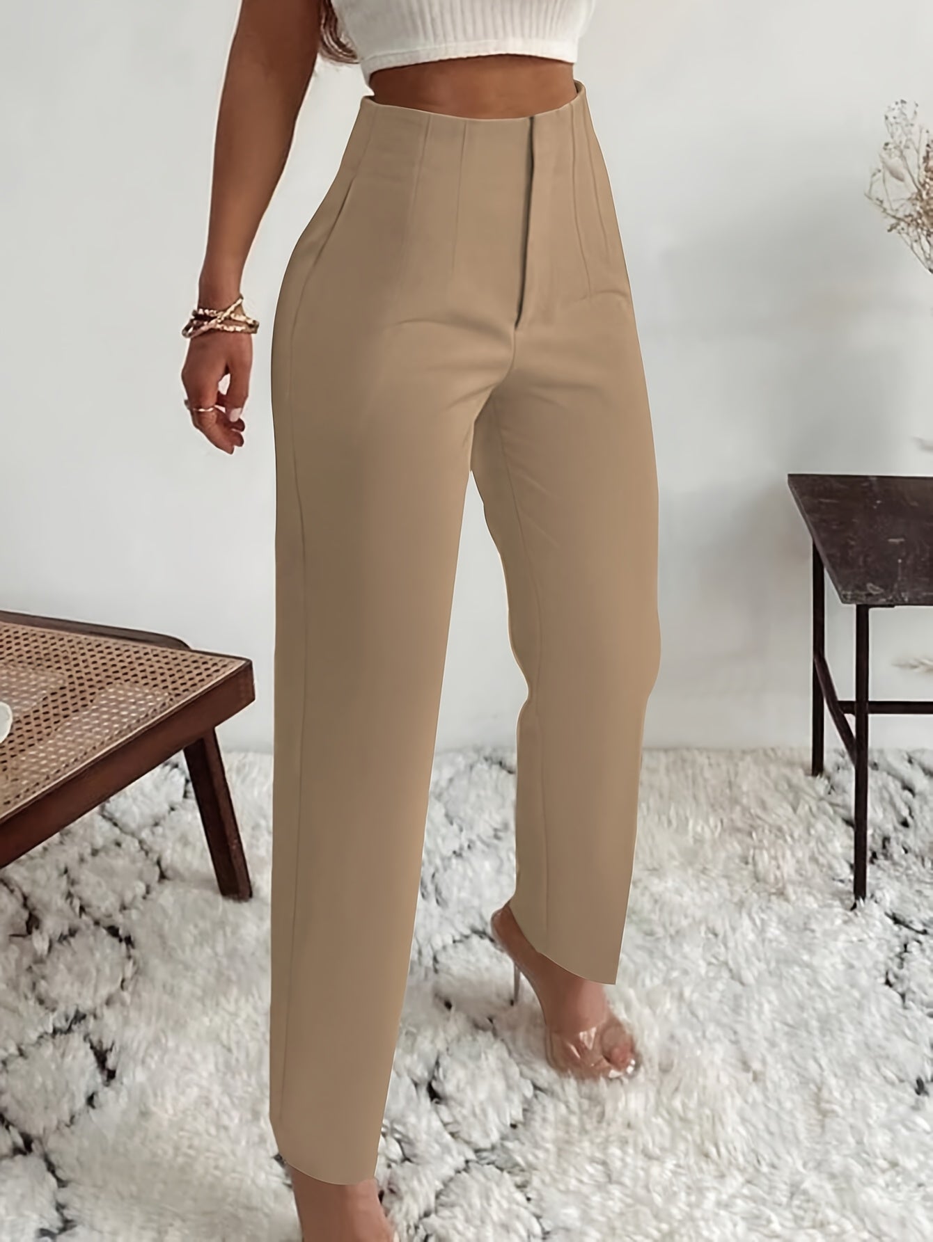 Women's High-Waist Straight-Leg Pants