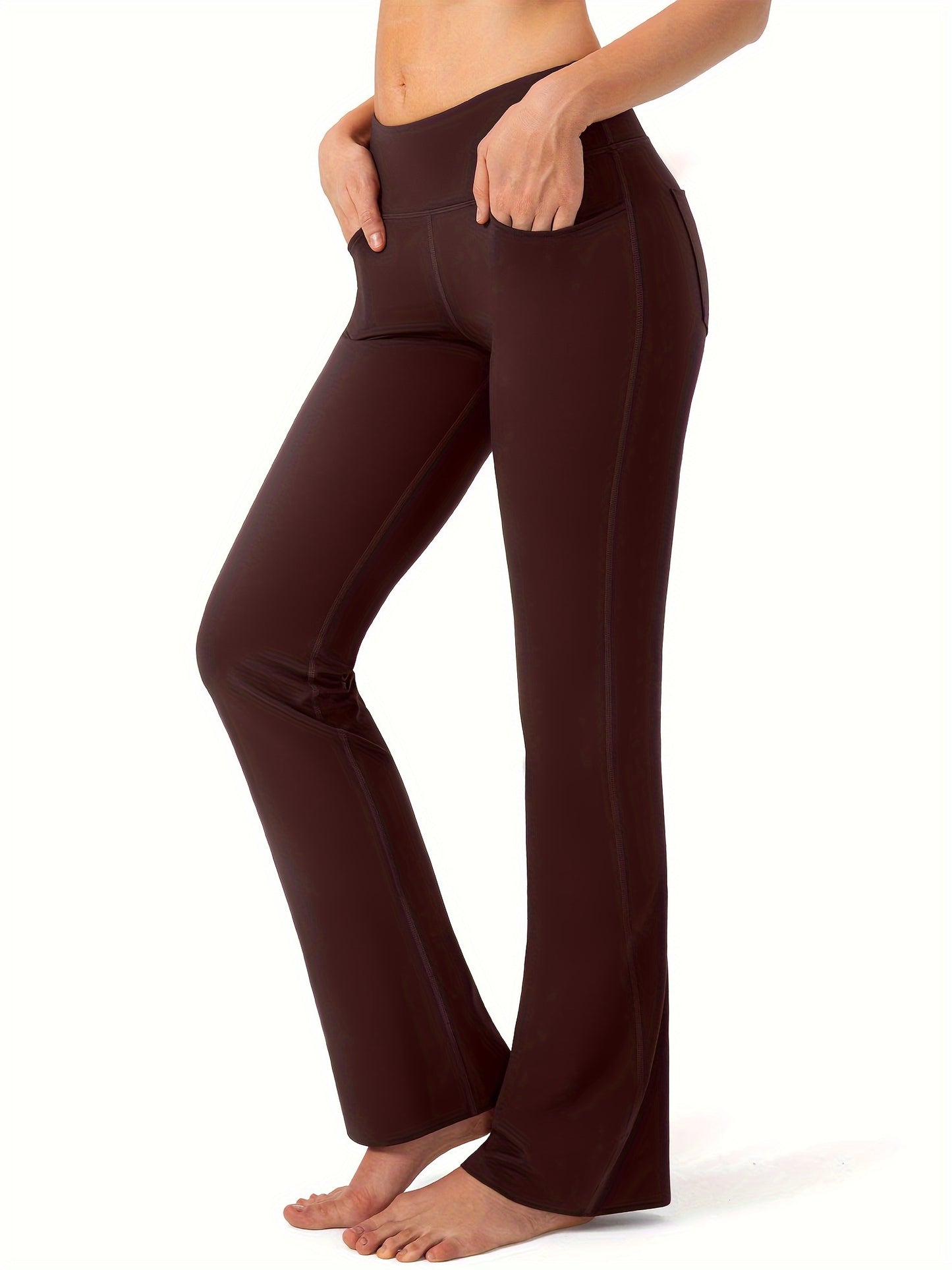 Women's Bootcut Yoga Pants Long Bootleg High-Waisted Flare Pants With Pockets