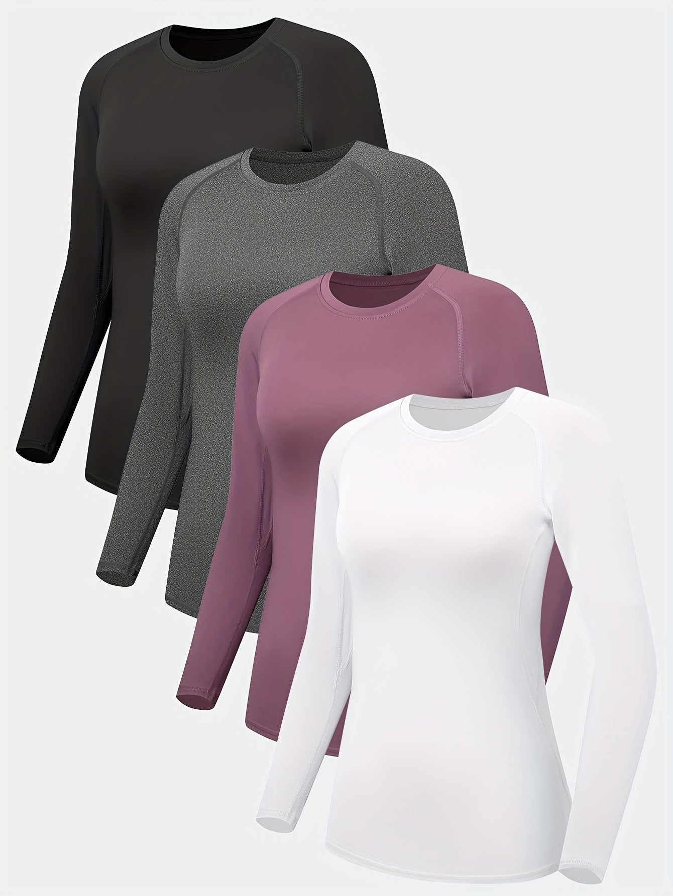 4pcs HOPLYNN Women's Athletic Compression Long Sleeve T-Shirts