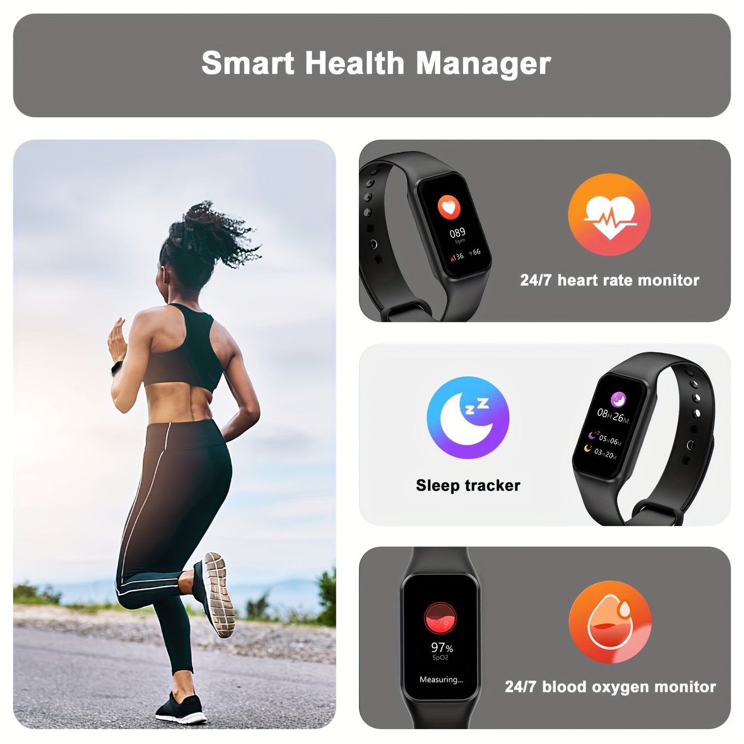 Blackview Fitness Tracker Watch Monitor, 1.47" Touch Screen Smartwatch with Waterproof Pedometer Calorie Stopwatch for Women Men for Android iOS
