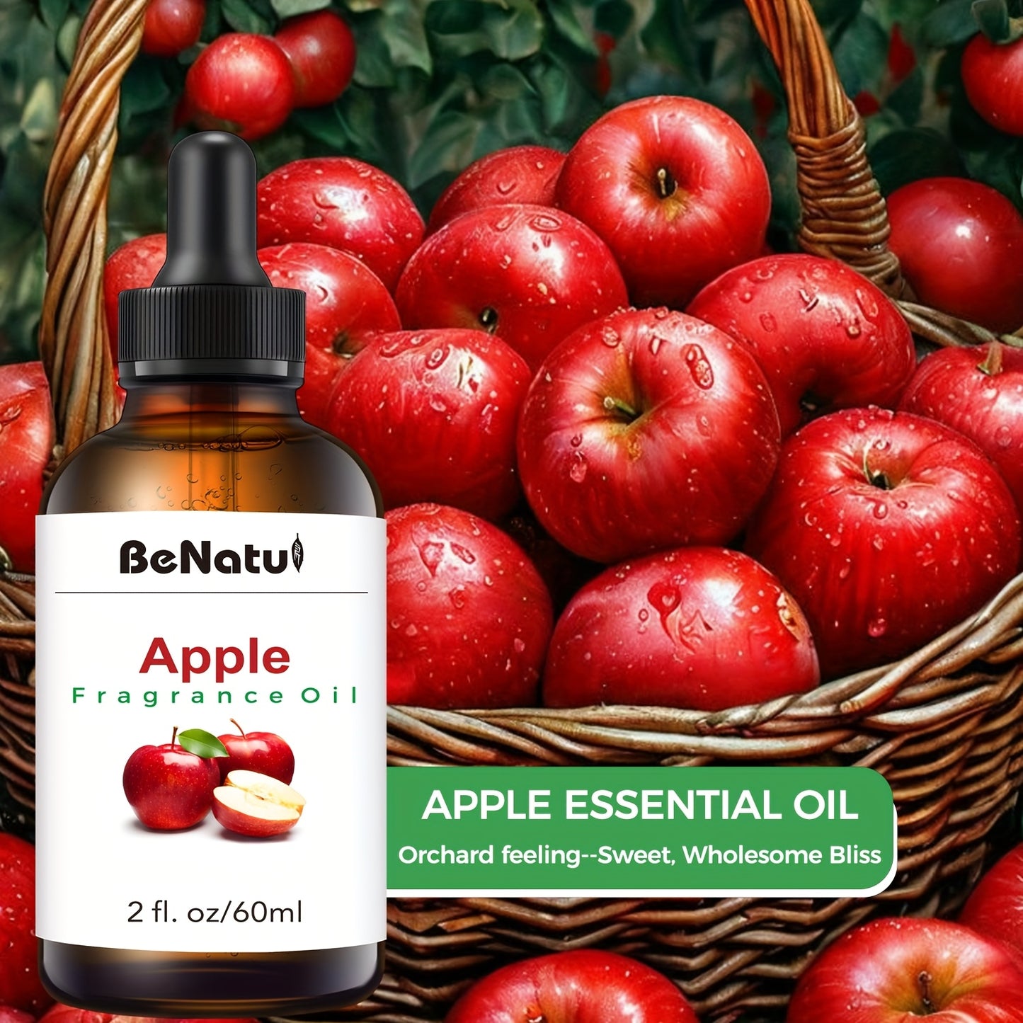 Apple Fragrance Essential Oil 60ml For Humidifier Diffuser Scented Candle Suitable For Bedroom Home Hotel Restaurant Local Warehouse