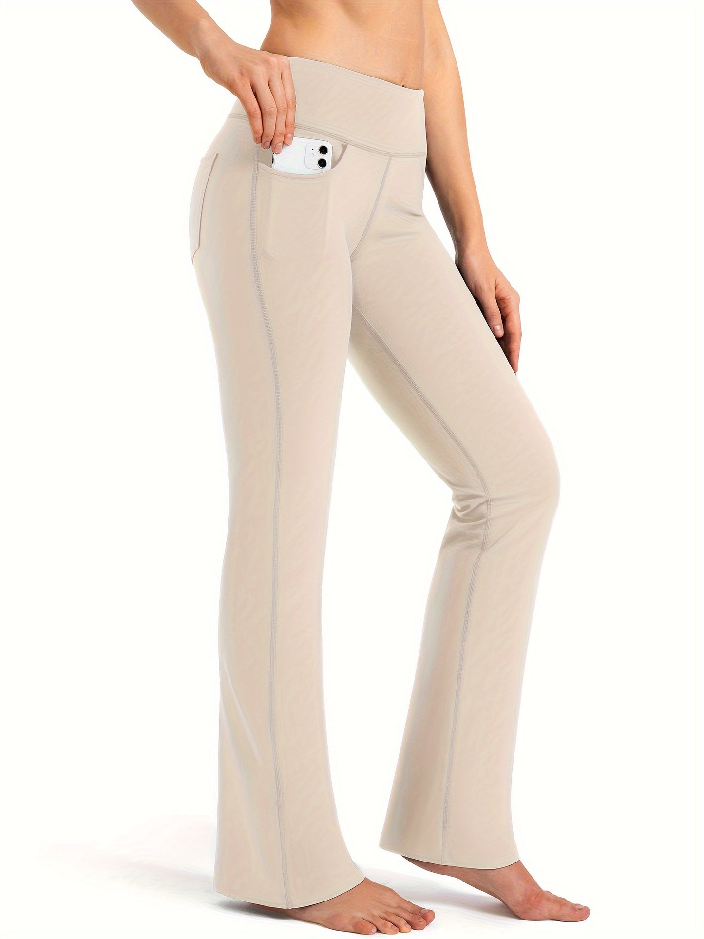 Women's Bootcut Yoga Pants Long Bootleg High-Waisted Flare Pants With Pockets