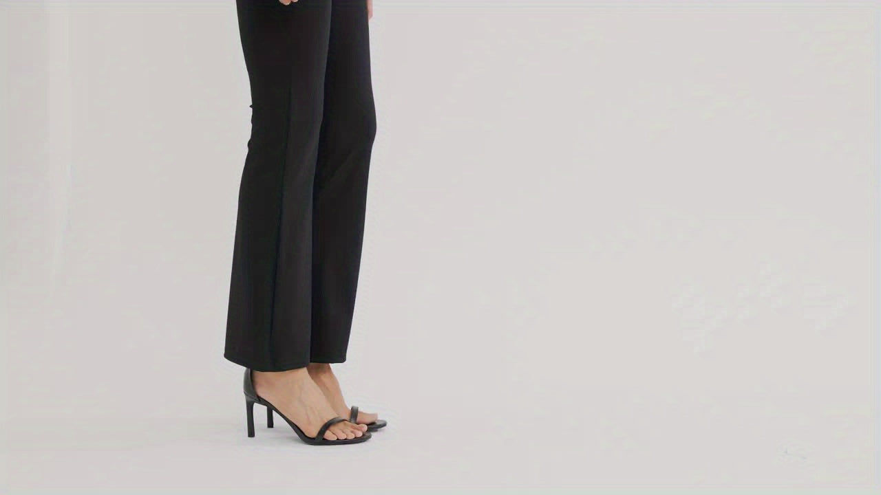 2pcs Yoga Dress Pants With 4 Pockets For Women Wide Leg Pants High Waist Workout Pants Tummy Control