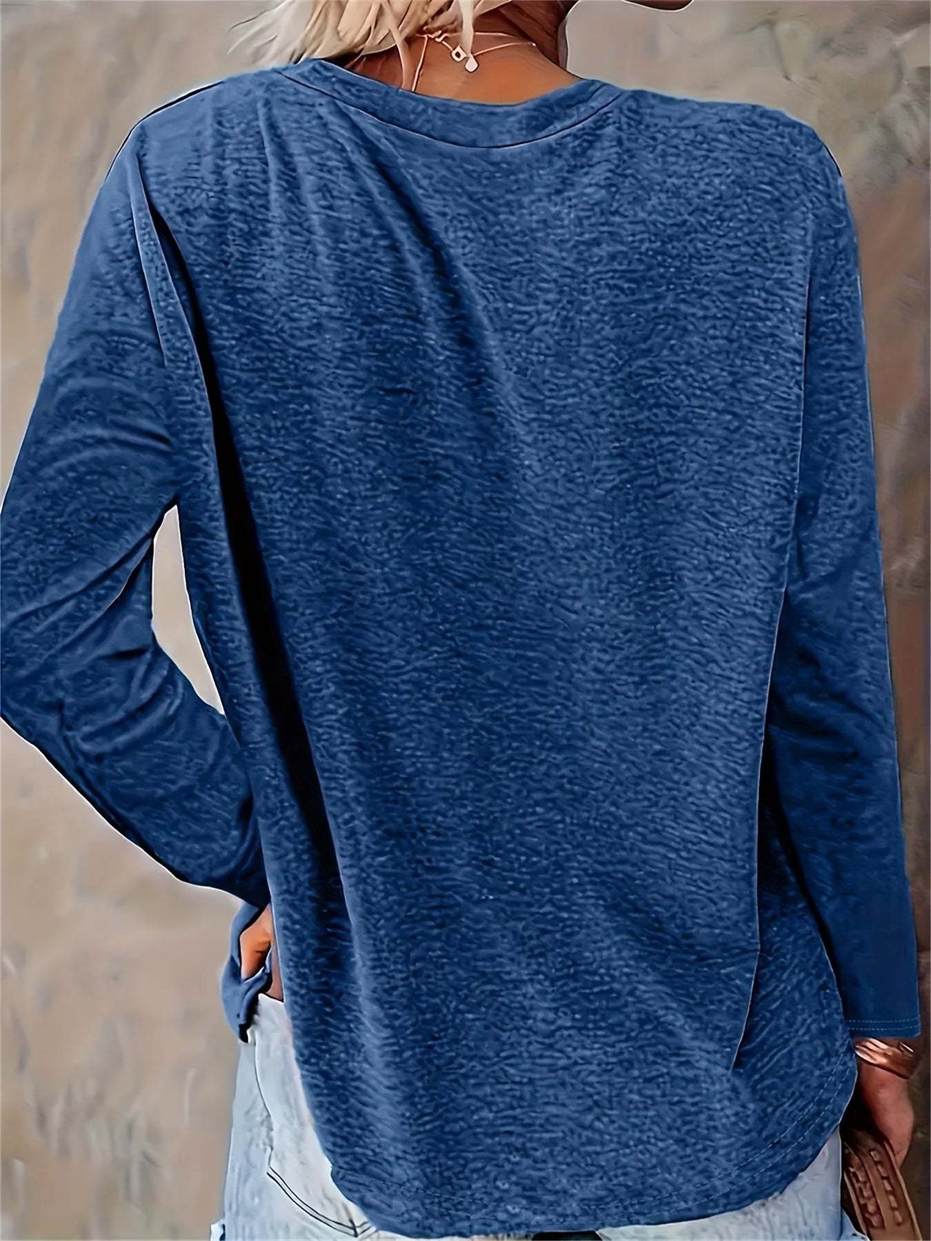 Letter Printed Women'S T-Shirt Fun Print - Comfortable Long Sleeved Round Neck - Perfect Choice for Spring And Autumn Casual Wear