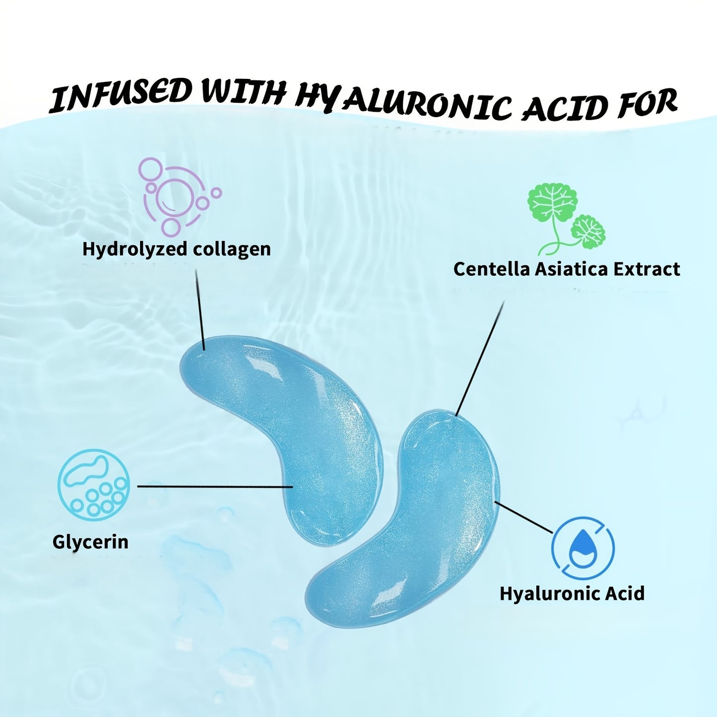 25 Pairs Of Blue Eye Patches with Hydrolyzed Collagen, Hyaluronic Acid And Nourishing Moisturizing Ingredients