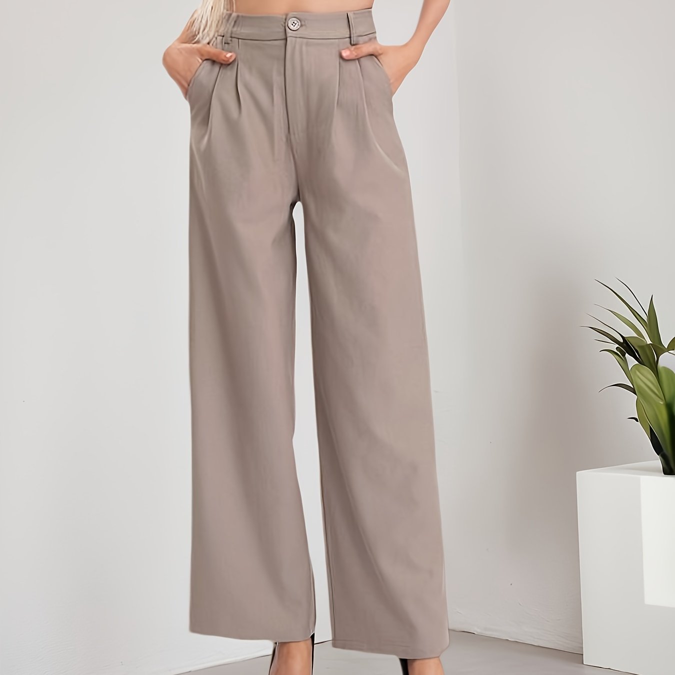 Elegant Navy Blue Wide Leg Pants for Women